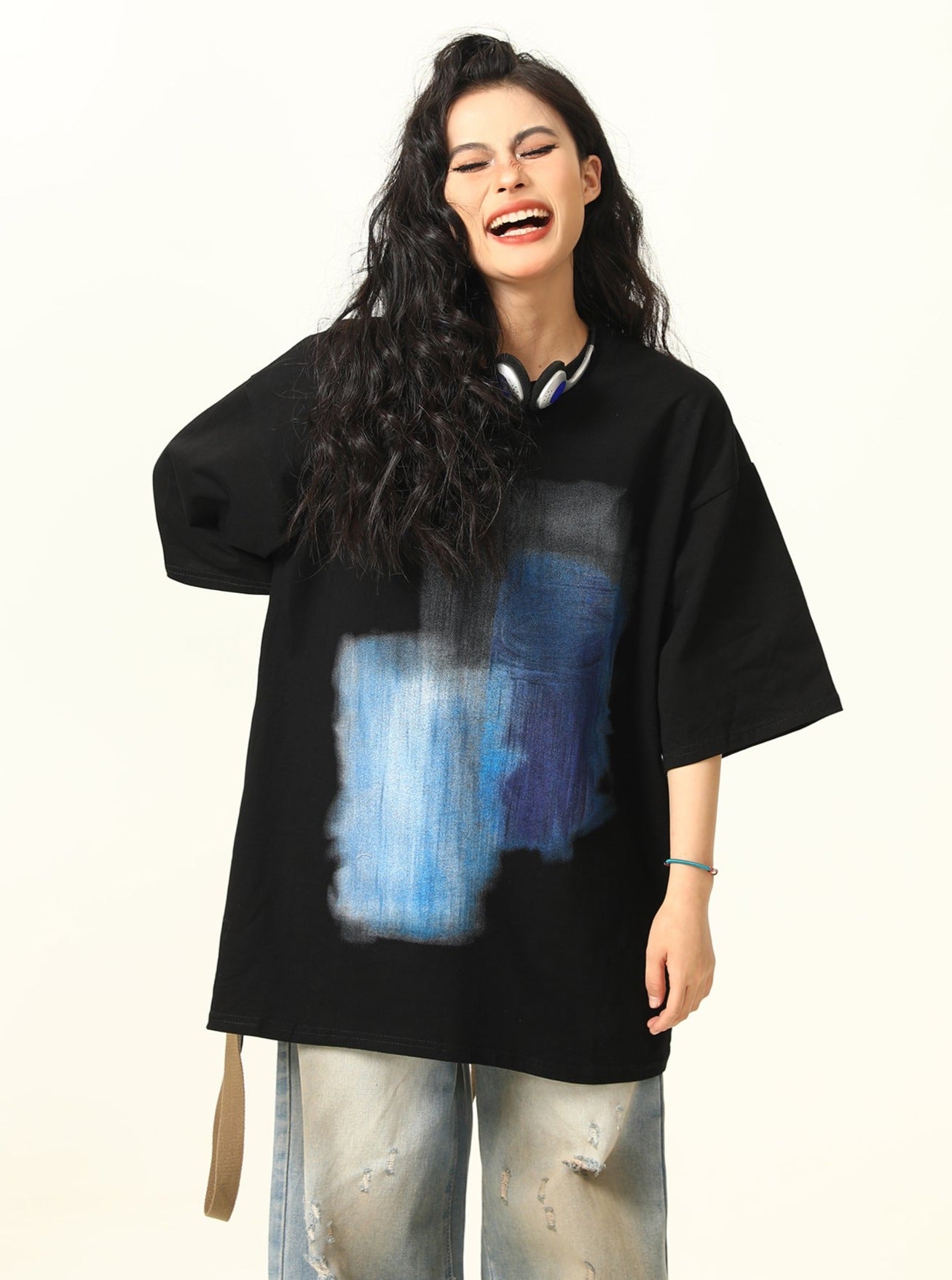 Abstract Watercolor-Style Oversized T-Shirt