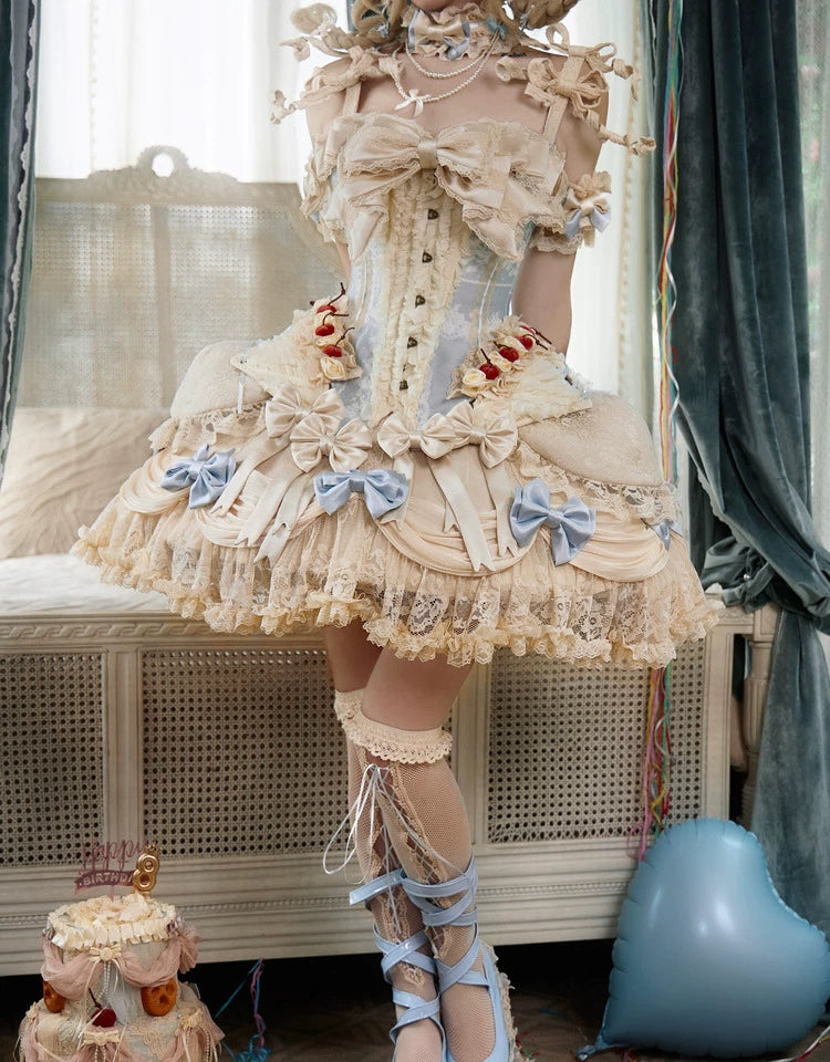 Lace Trim Bow Ruffle Mini Skirt