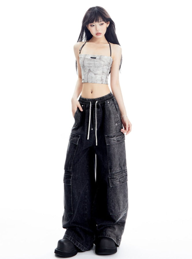 Oversized Denim Cargo Pants