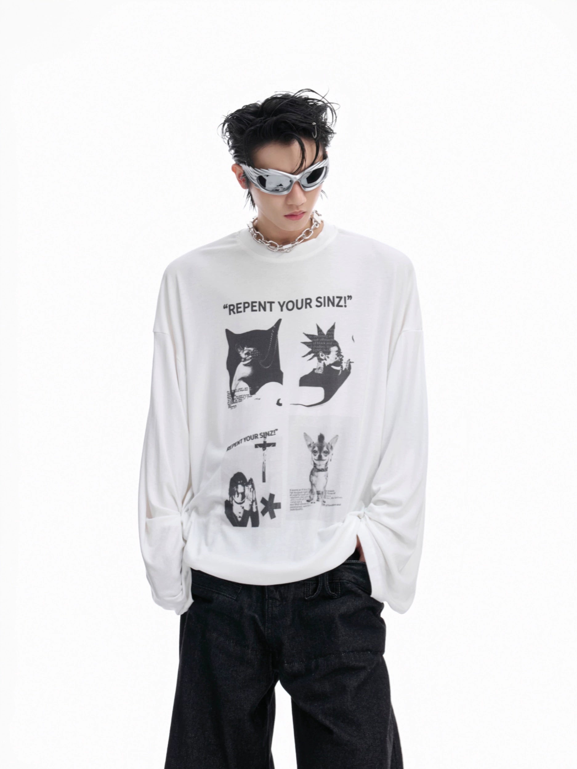 Oversized Graphic Print Long Sleeve Tee