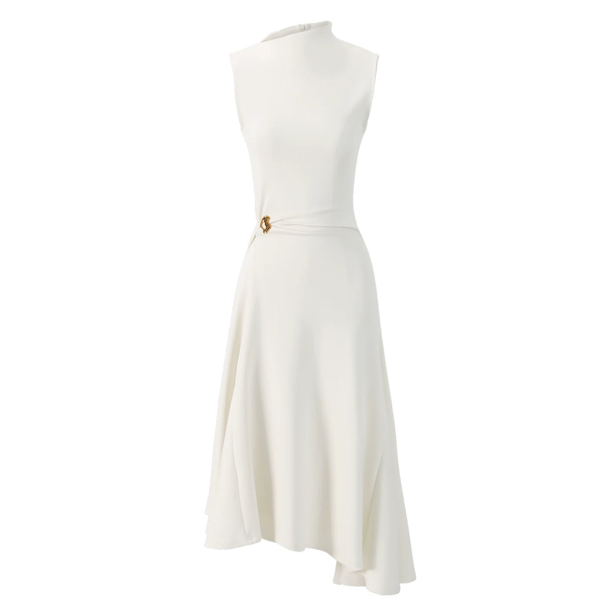 Sculpted Buckle Fit-Flare Dress
