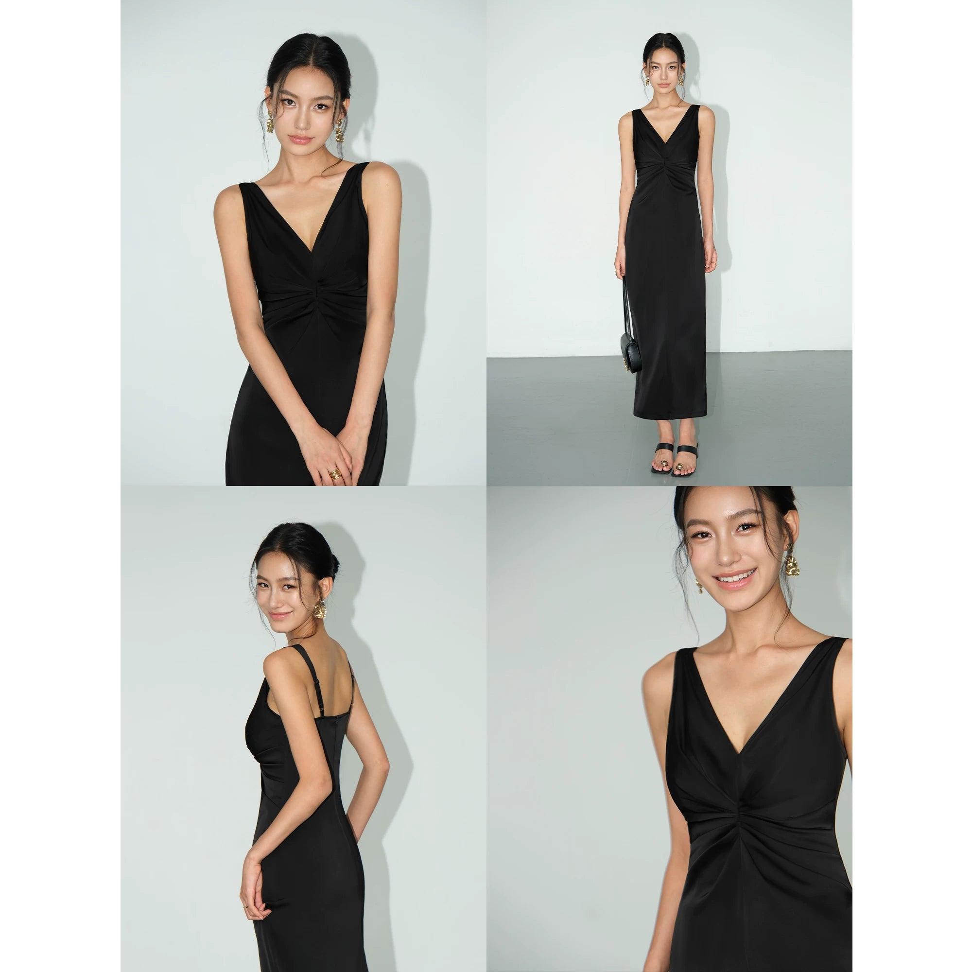Twilight Drape Knot Satin Maxi Dress