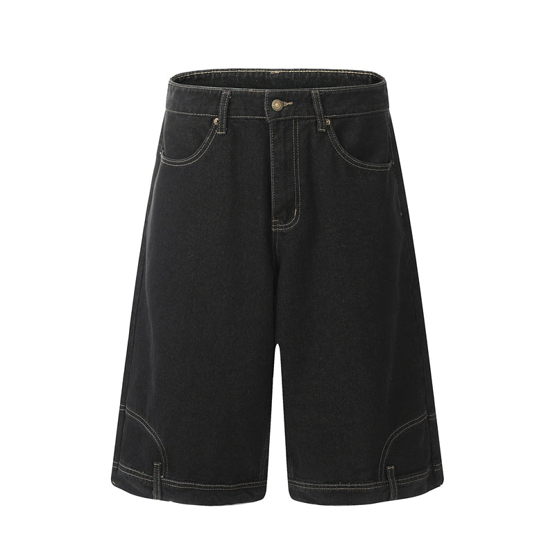 Wide-Leg Denim Culotte Shorts