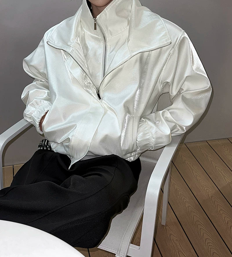 Nebula Gloss High-Collar Zip Jacket