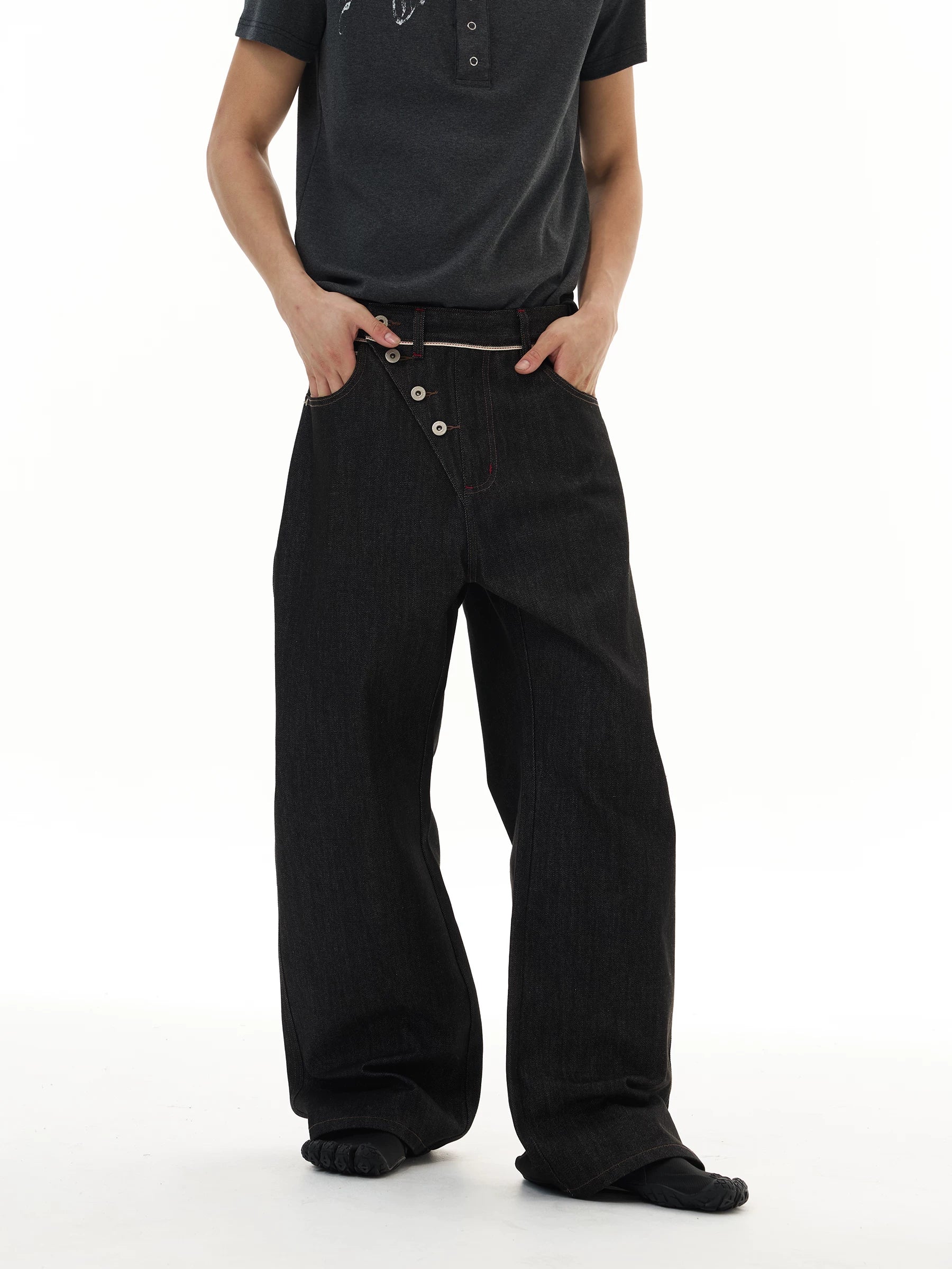 Orbit Placket Wide‑Leg Jeans