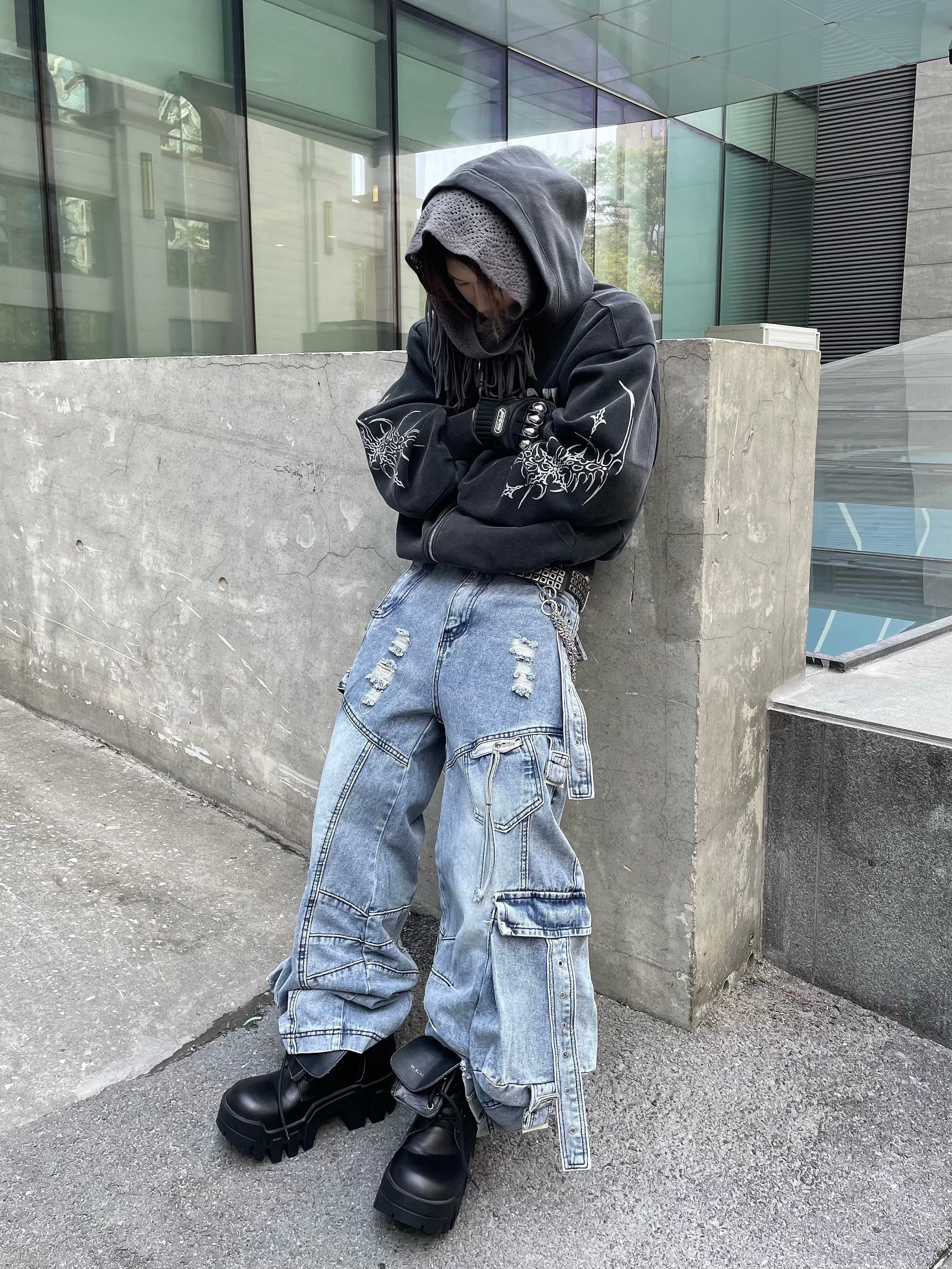 Charcoal "07" Graphic Zip-Up Hoodie