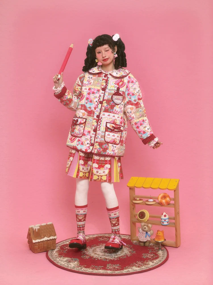 Sweet Bunny Patchwork Quilted Winter Jacket