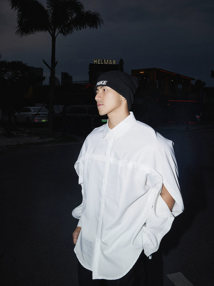 Oversized Cutout Button-Up Shirt