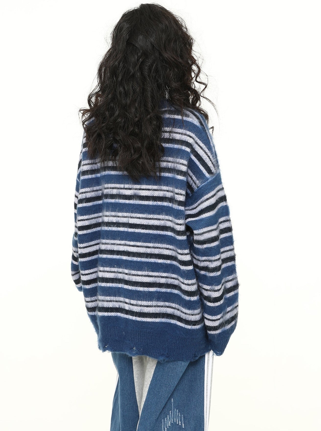 MASS SERENDIPITY Oversized Striped Knit Sweater