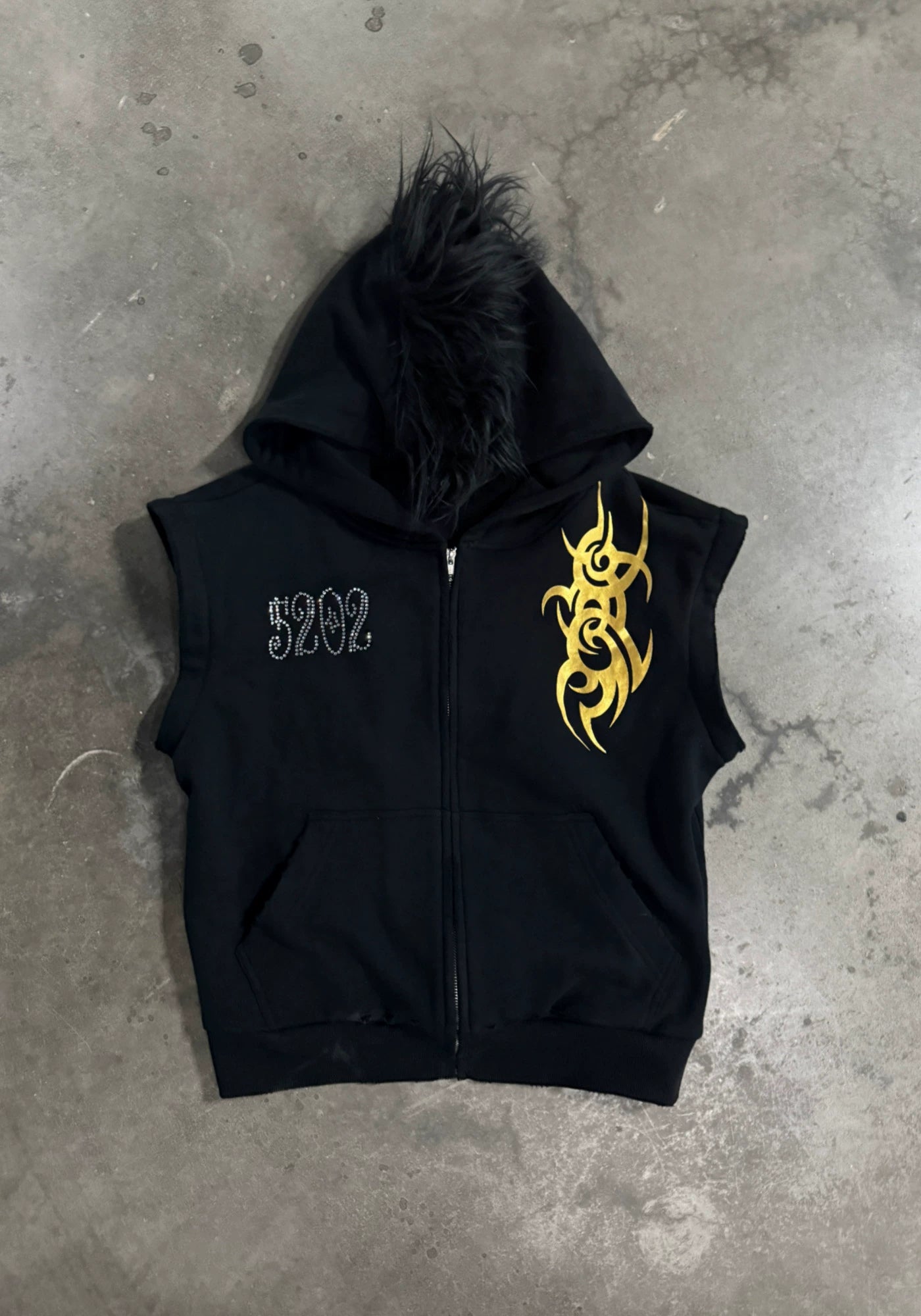 Solar Fang Fur-Hood Tribal Zip Hoodie