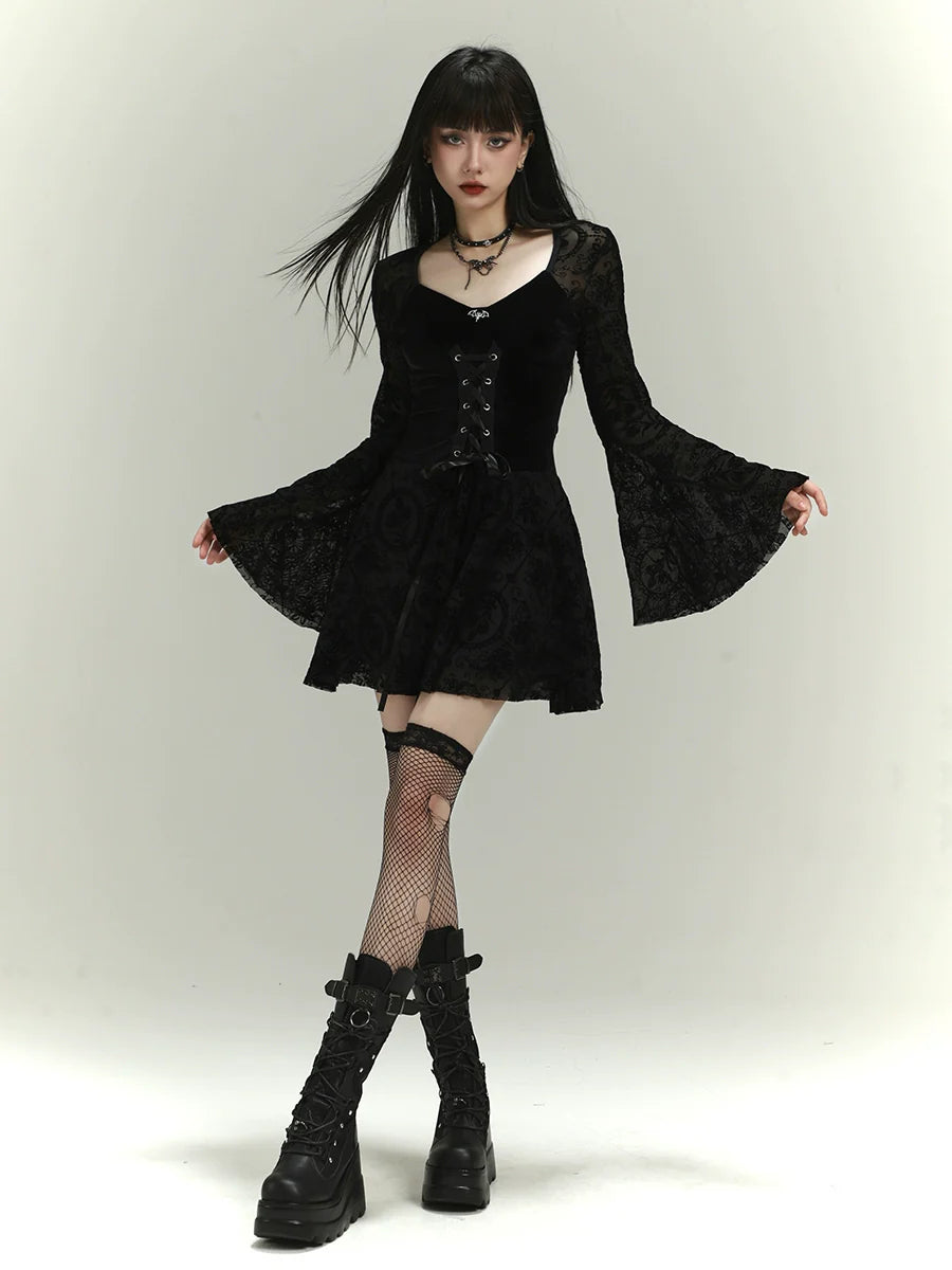 Gothic Lace Mini Dress