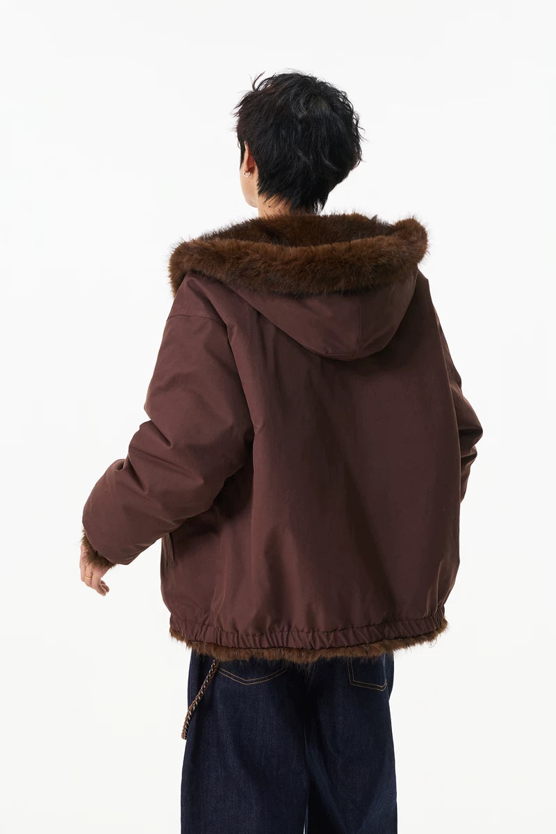Glacier Haze Faux-Fur Hoodie Coat