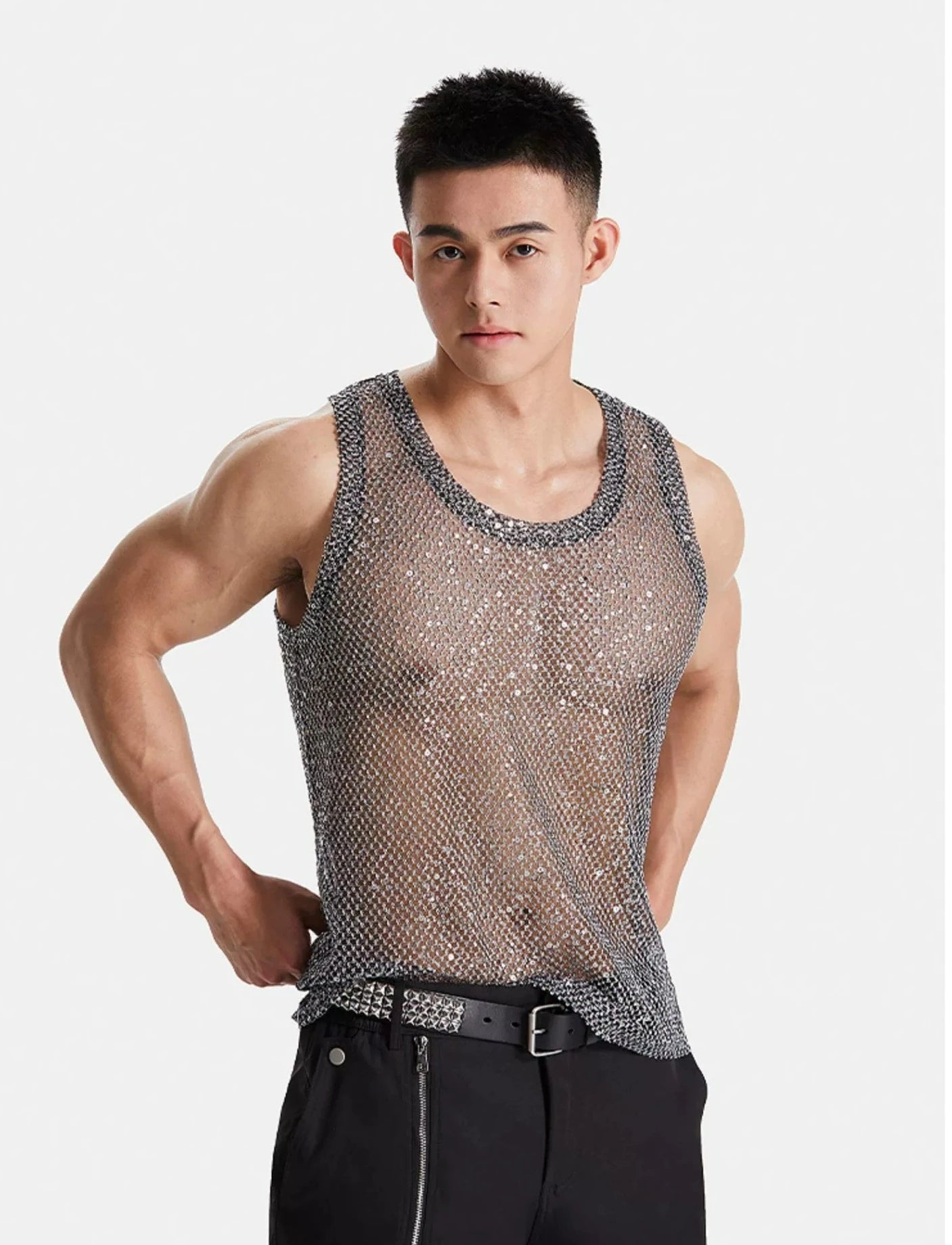 Metallic Mesh Tank Top