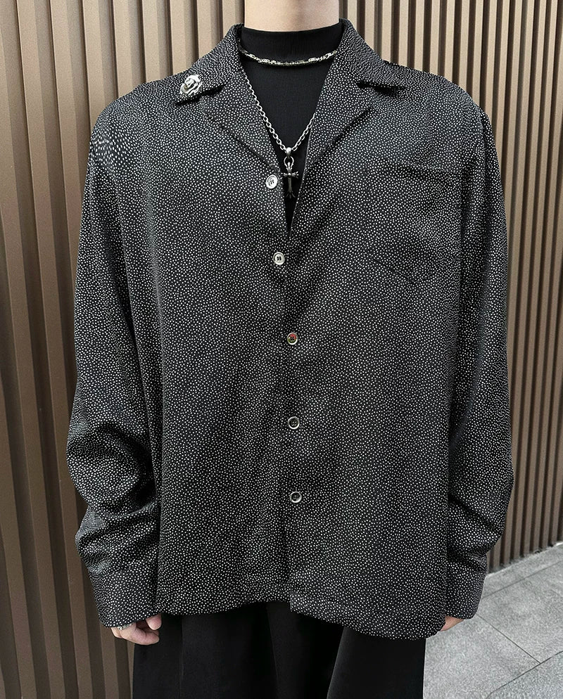 Starlit Static Shadow-Speck Satin Shirt