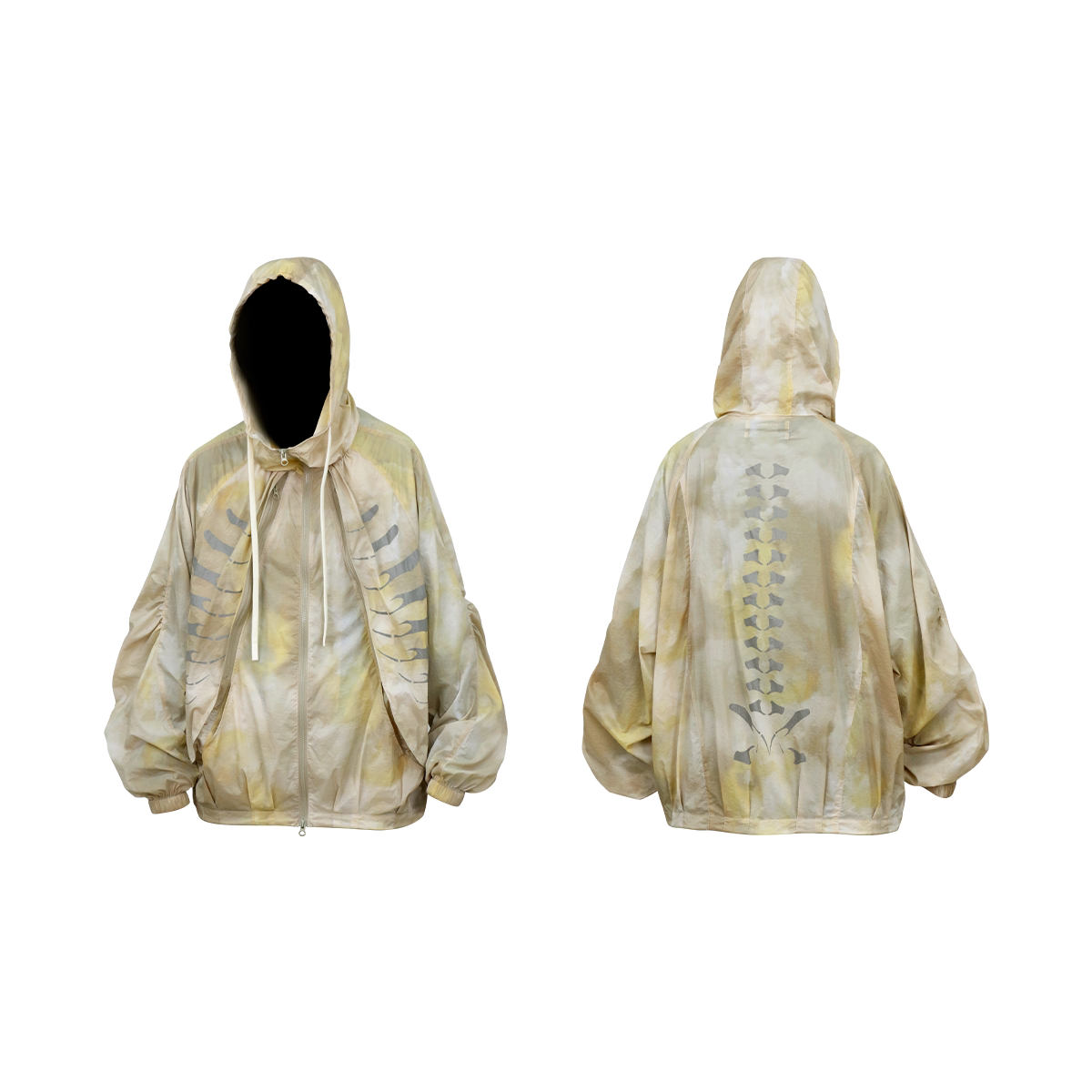 Skeleton Print Hooded Windbreaker Jacket