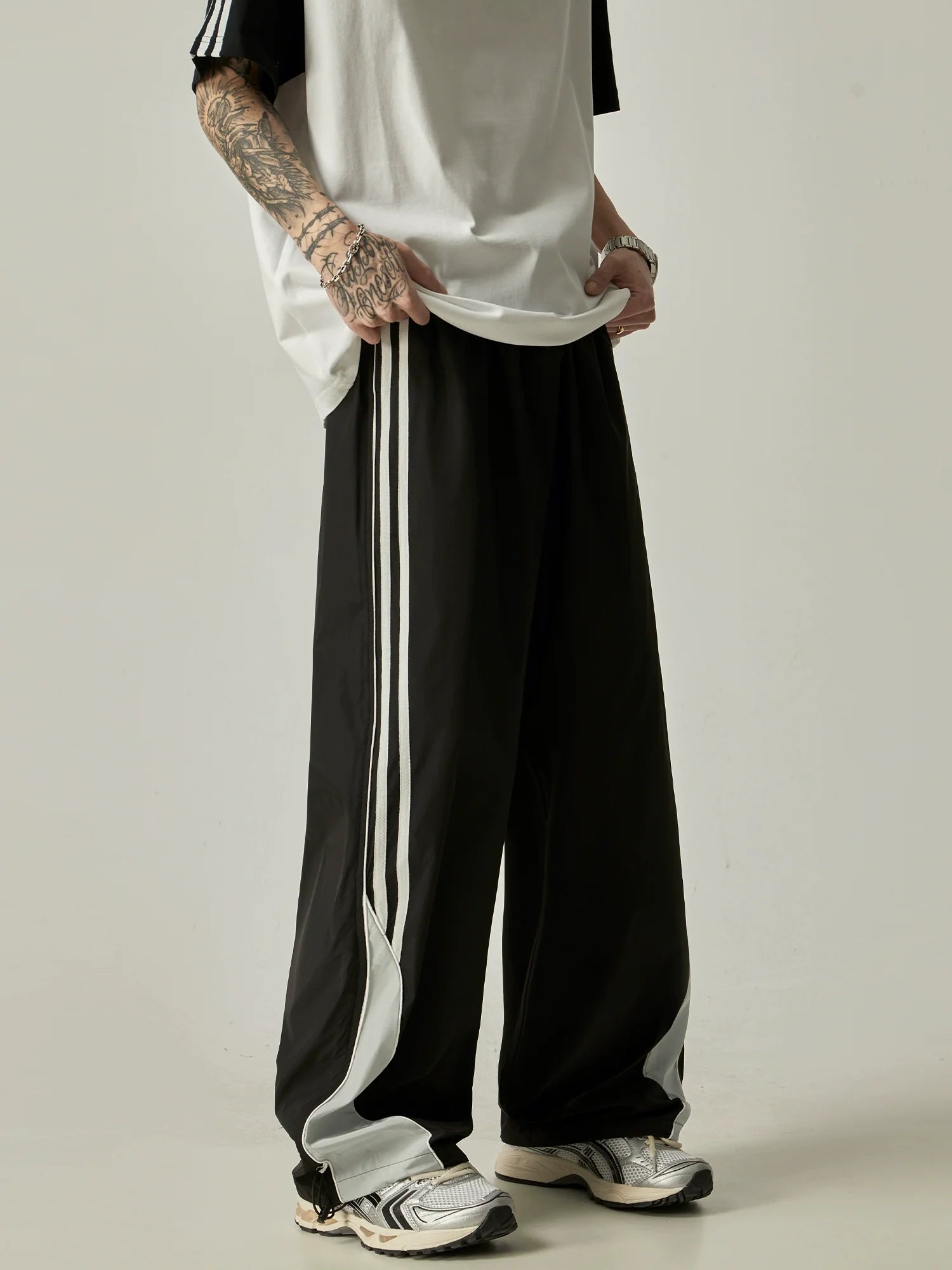 Wide-Leg Triple Stripe Track Pants