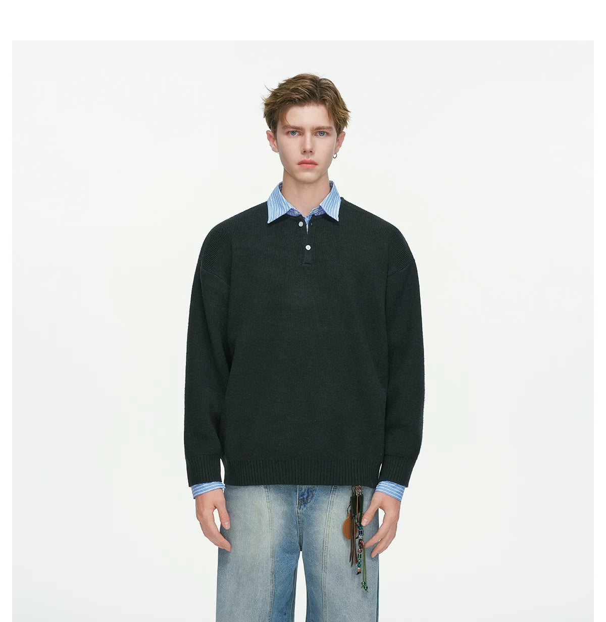 Oxford Layer Knit Polo Sweater