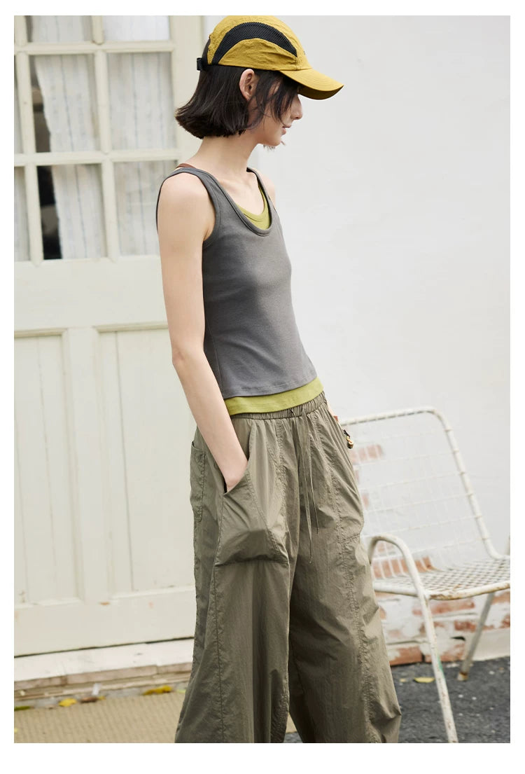 Layered Scoop Neck Fitted Tank Top