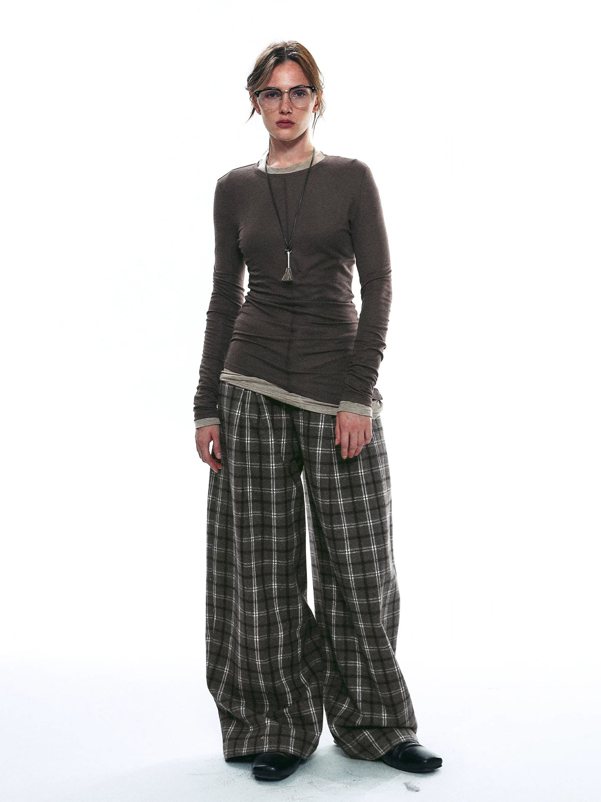 Sheer Ruched Long-Sleeve