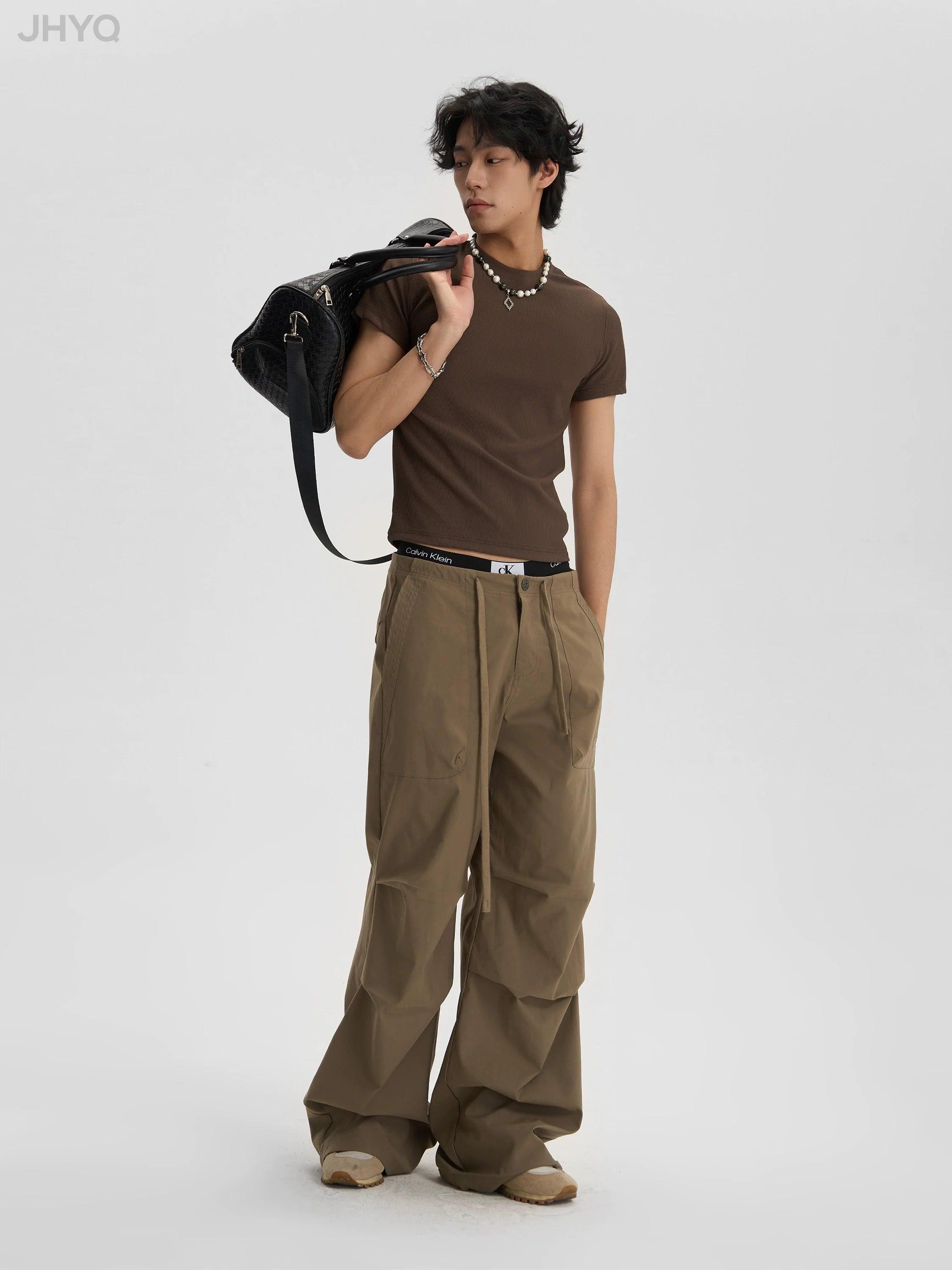 Pleated Tactical Drawstring Pants - chiclara