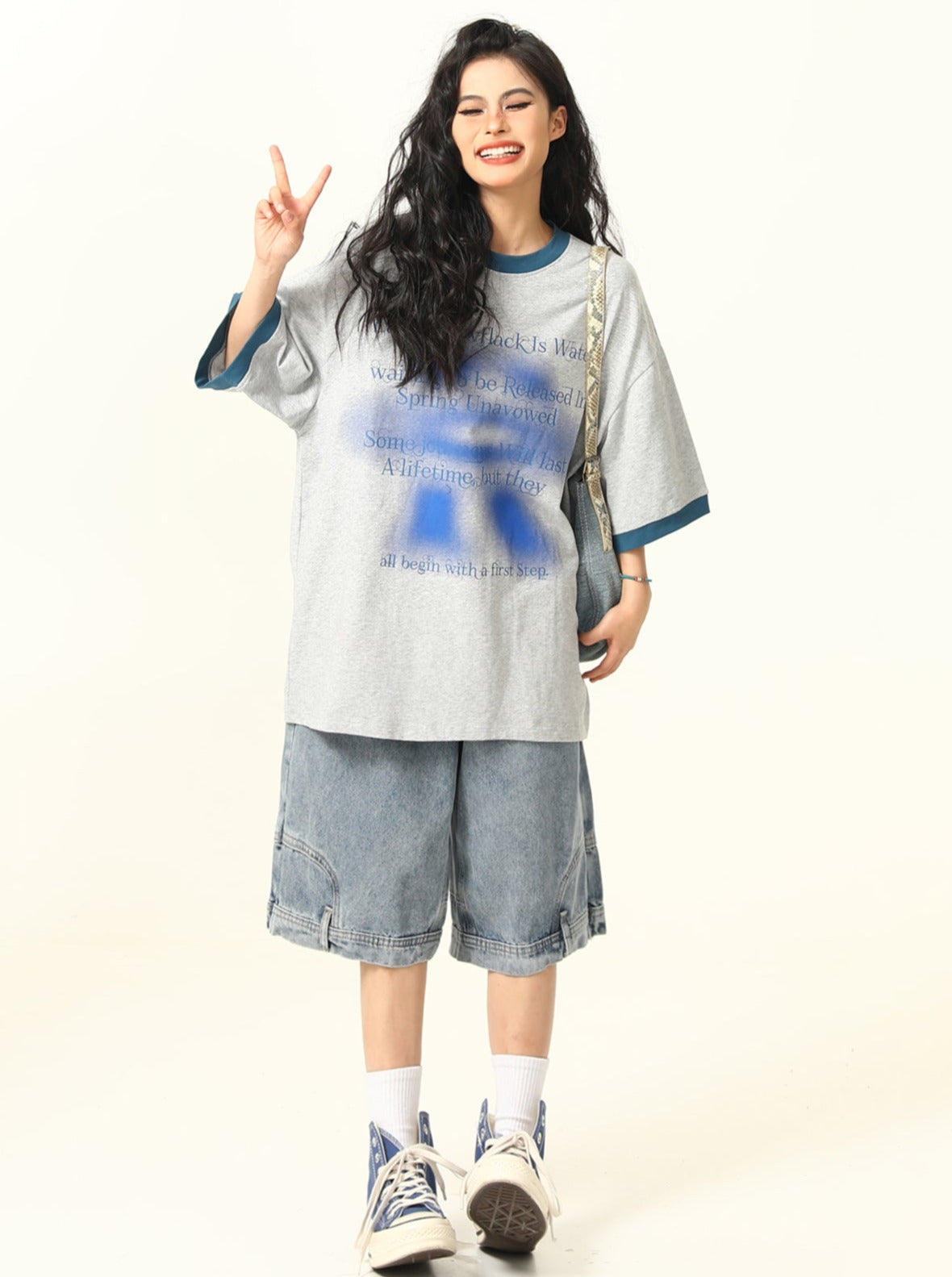 Oversized Faded Gradient Ringer T-shirt