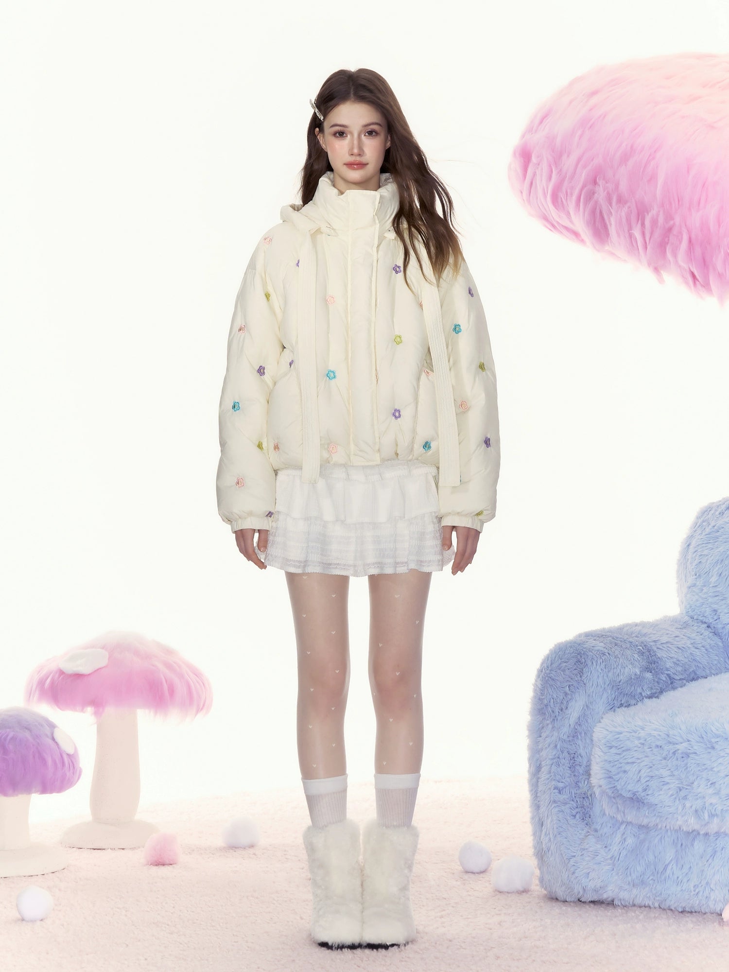 Floral Embroidered Puffer Jacket