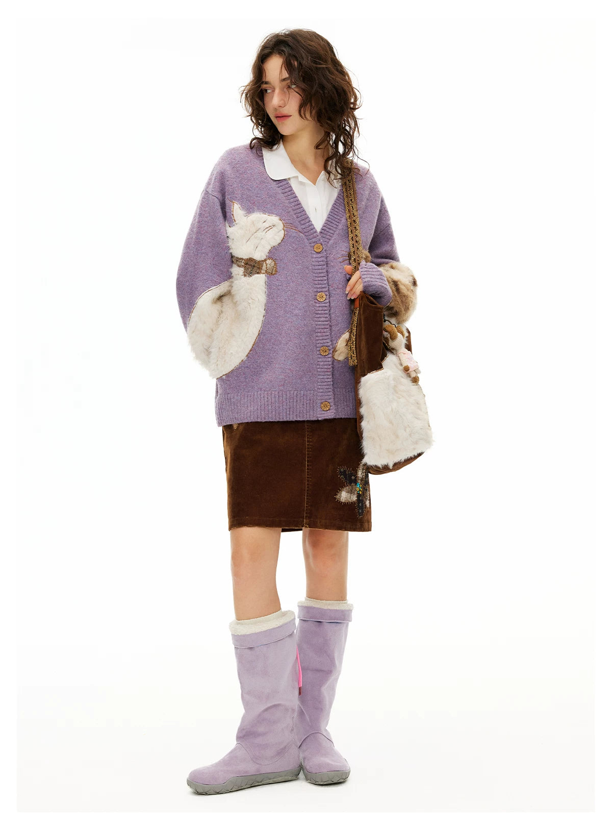 Velvet Purrmates Fuzzy Cat Cardigan