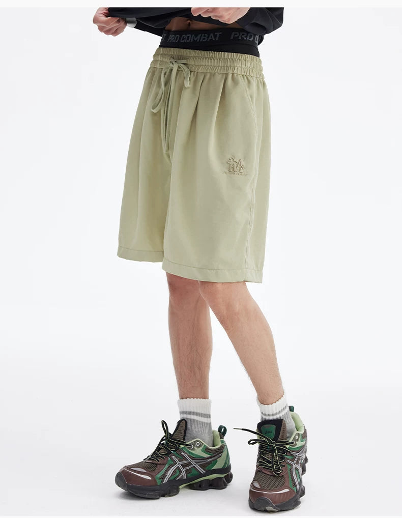Embroidered Drawstring Bermuda Shorts