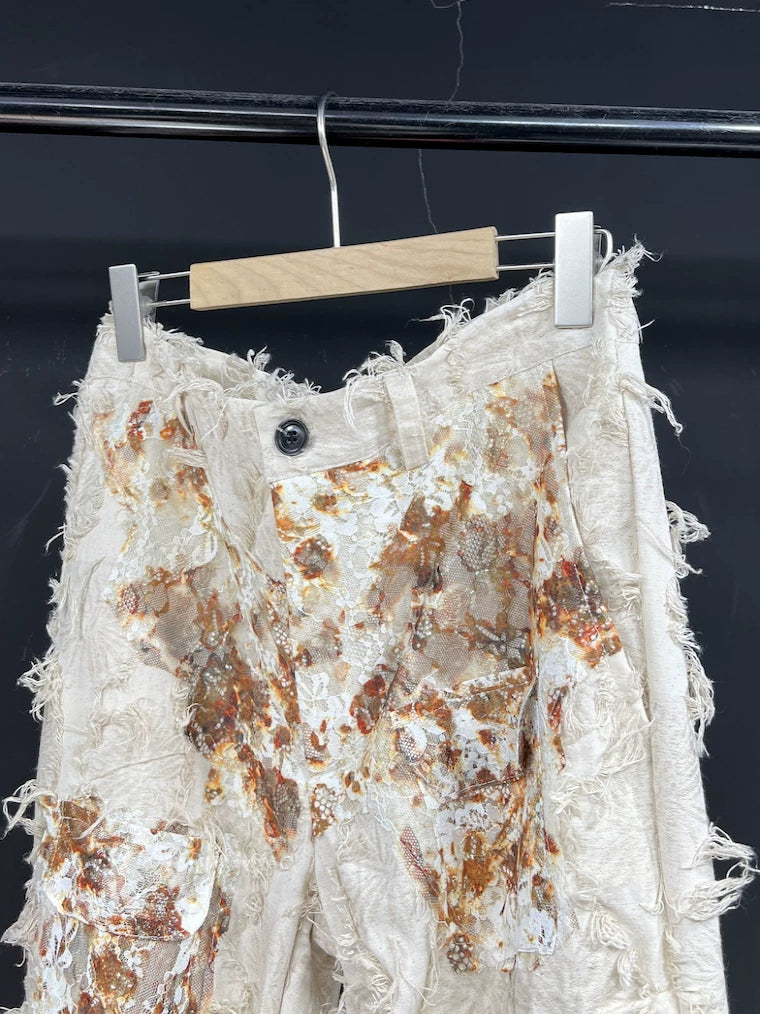 Rust Bloom Shag Texture Flare Pants