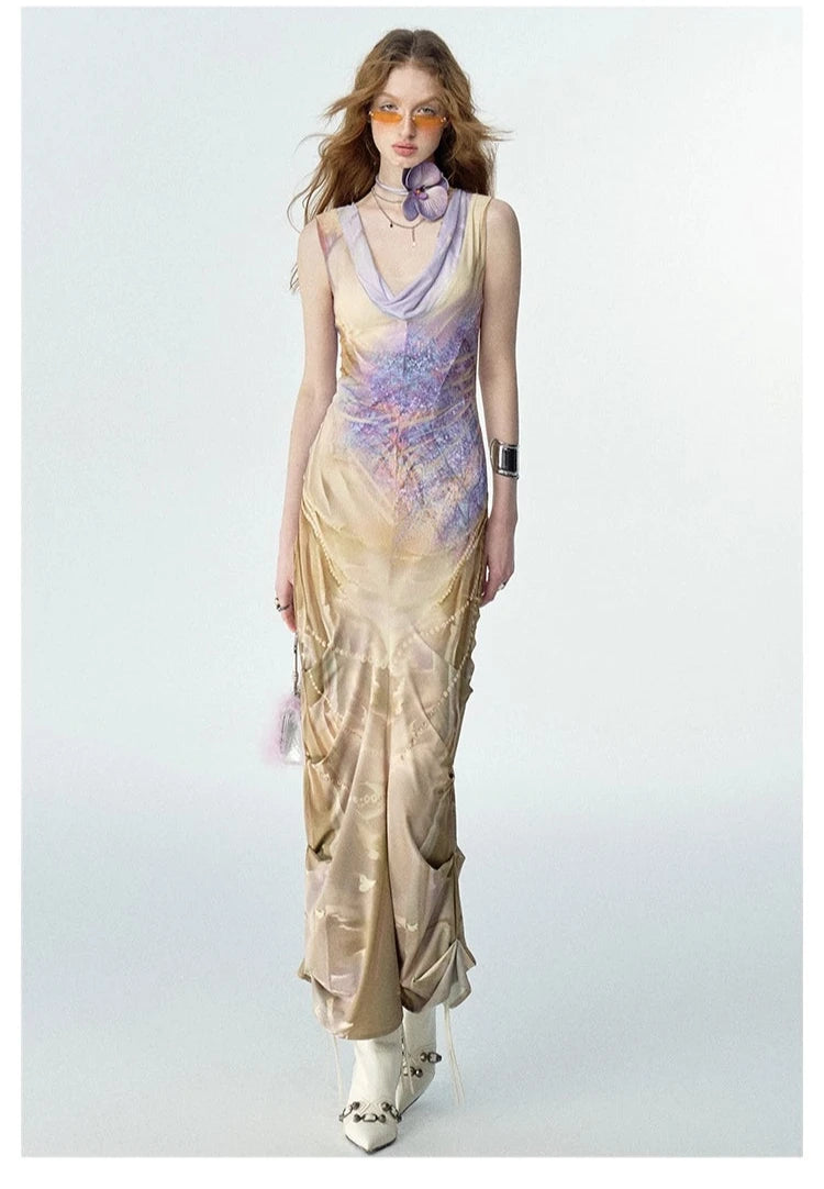 Of Akiva Iridescent Floral Mermaid Gown