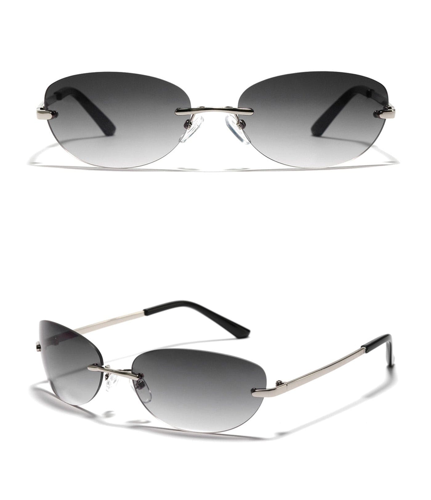 Randlose ovale modische Sonnenbrille aus Metall