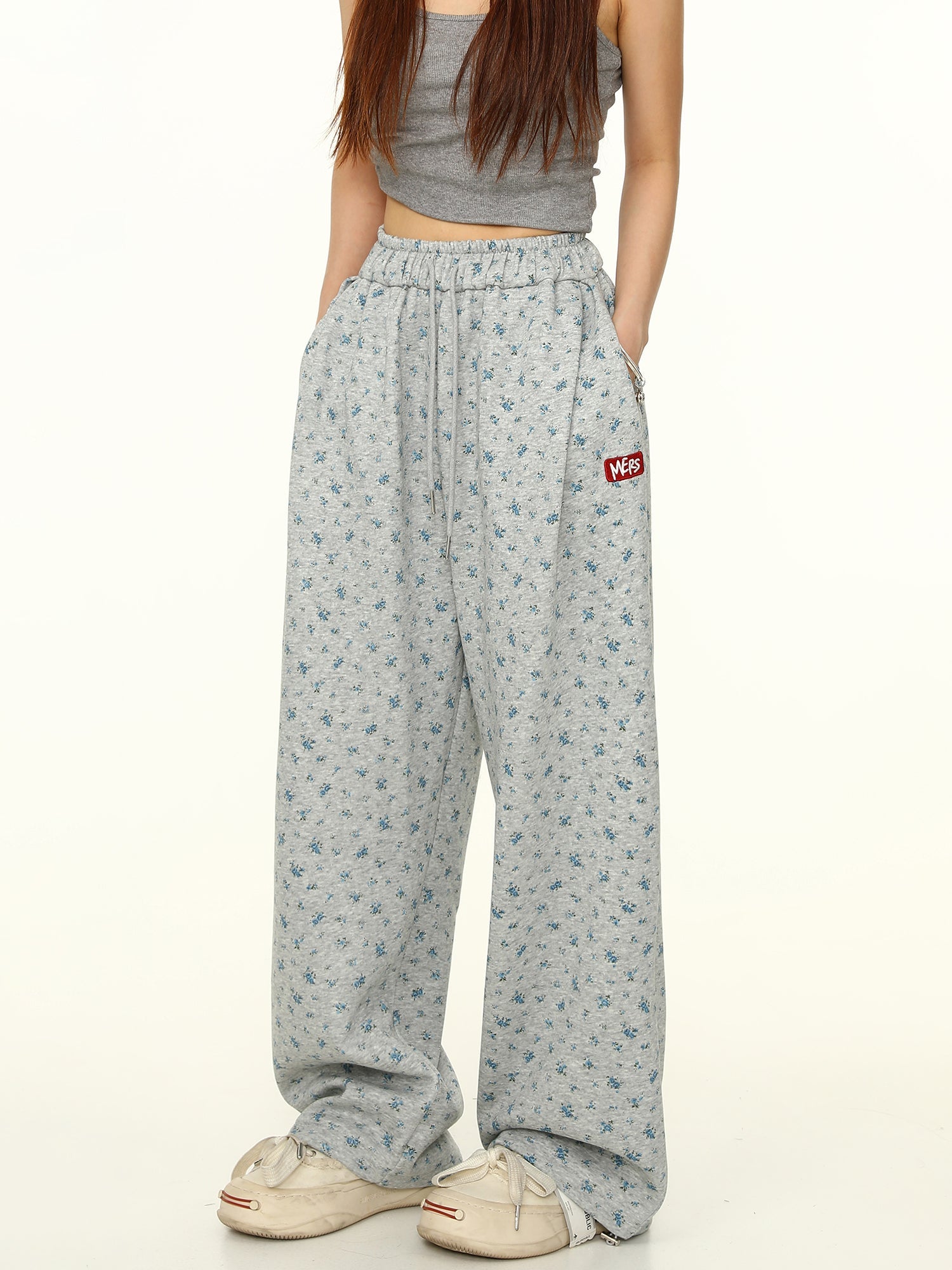 Floral Print Wide-Leg Sweatpants