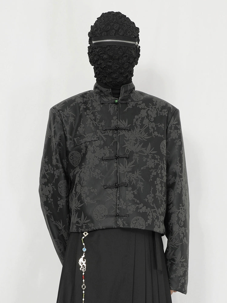Black Jacquard Mandarin Jacket