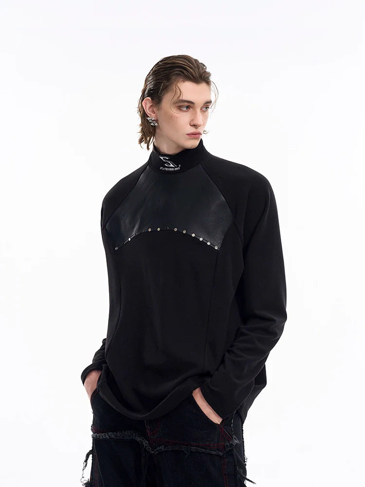 Studded Mock Neck Sweatshirt