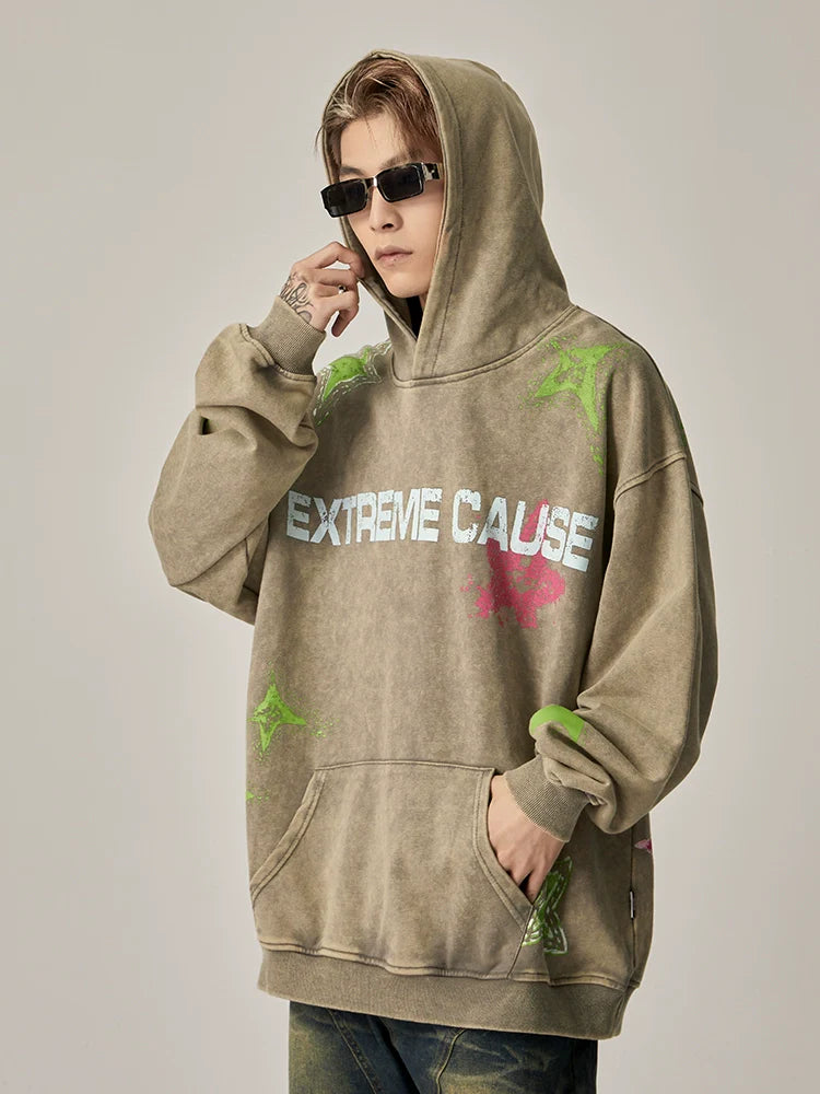 Extreme Cause Grunge Graphic Oversized Hoodie