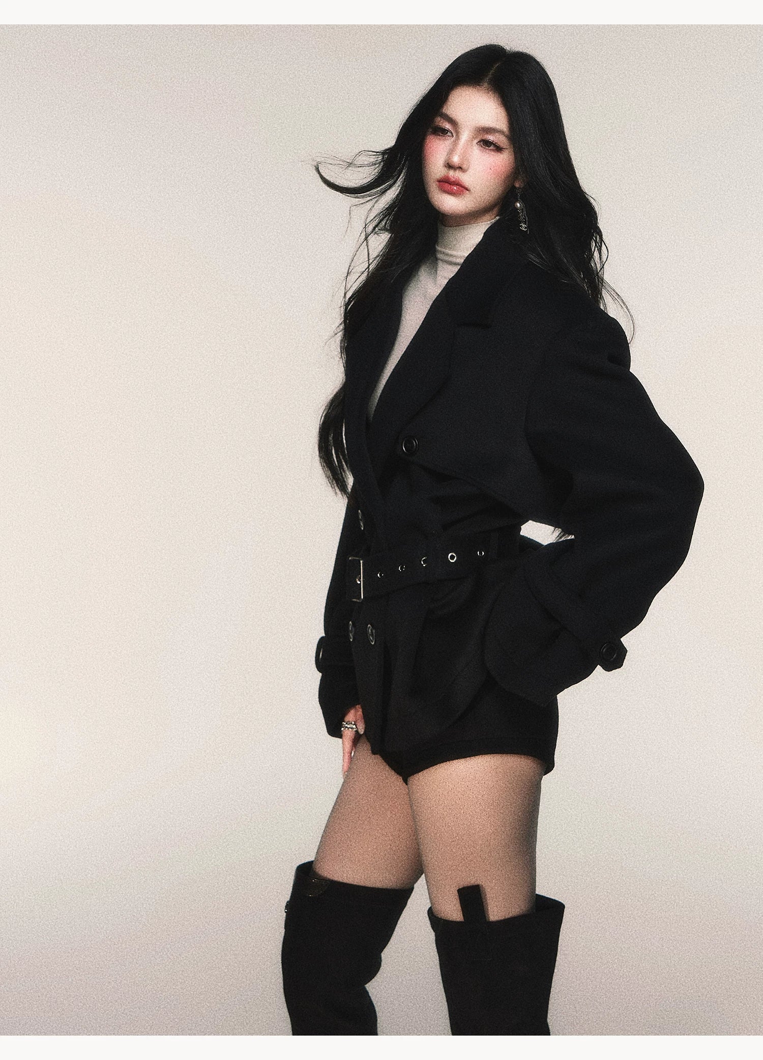 Ember Brigade Belted Peacoat