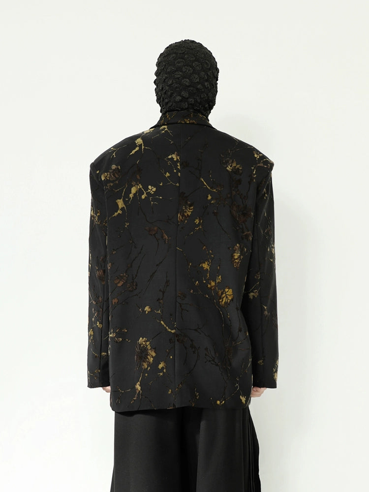 Black Gold Floral Blazer Jacket