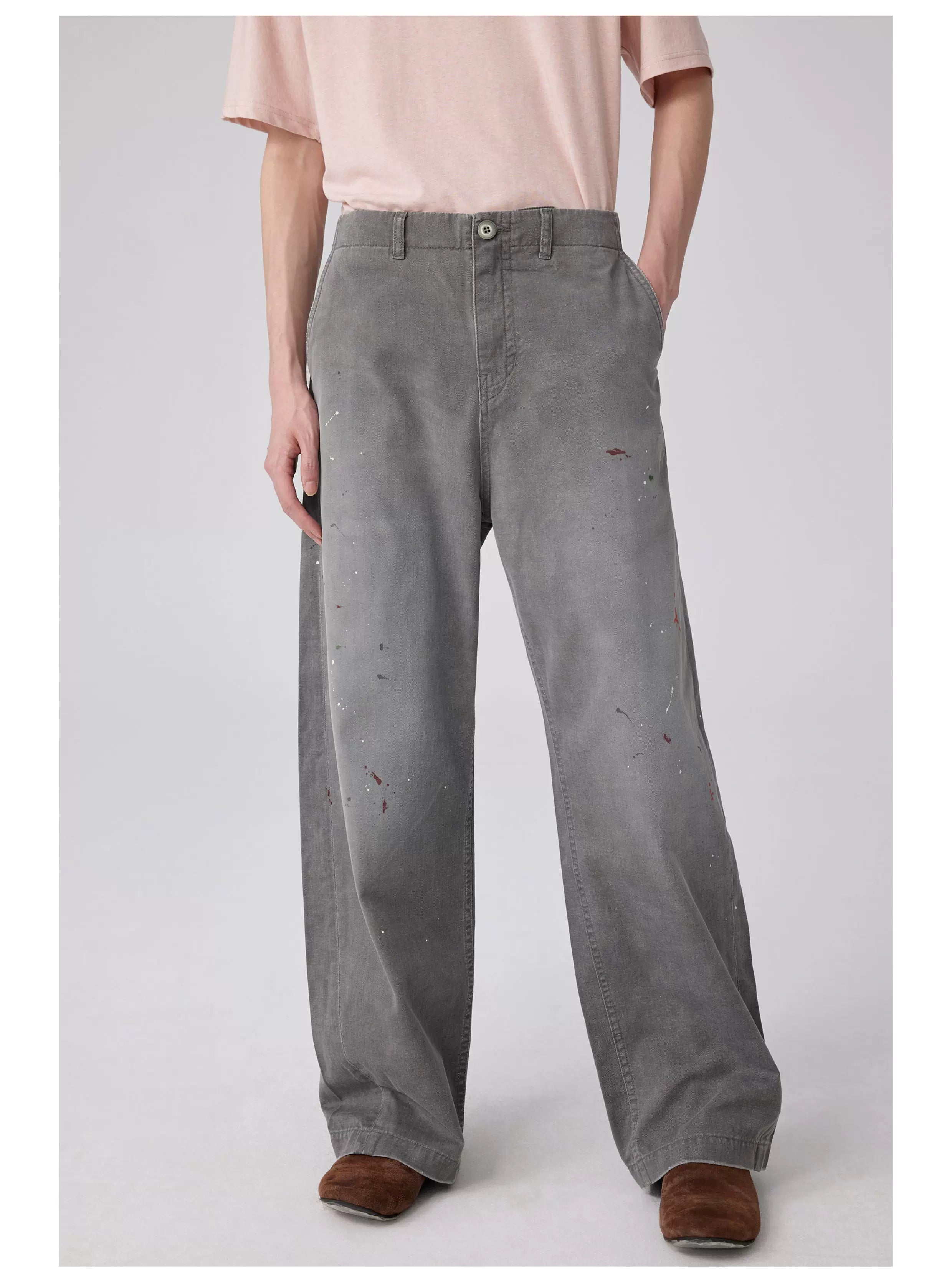 Straight-Leg Painted Pants