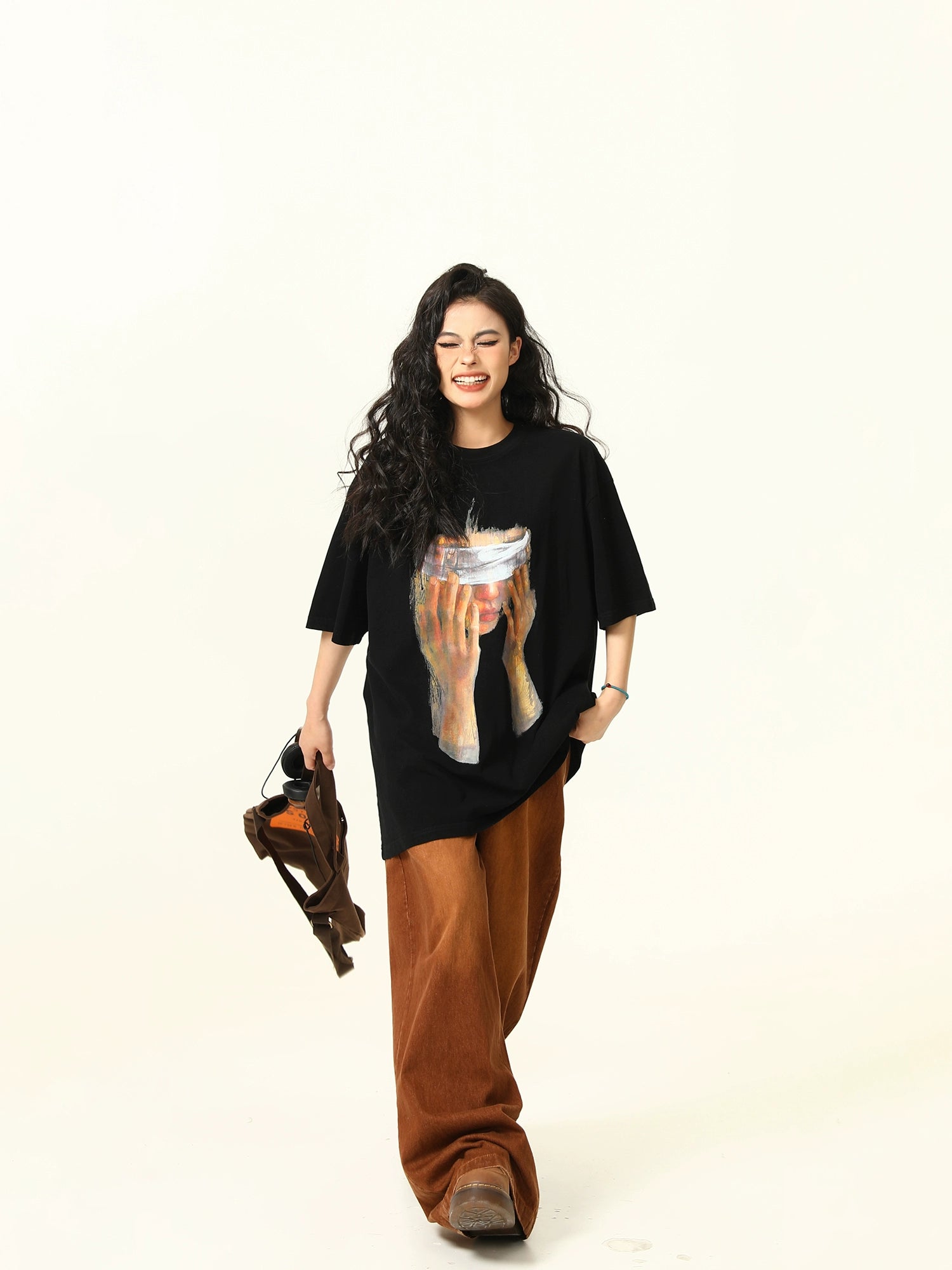 Oversized Artistic Face Print Tee