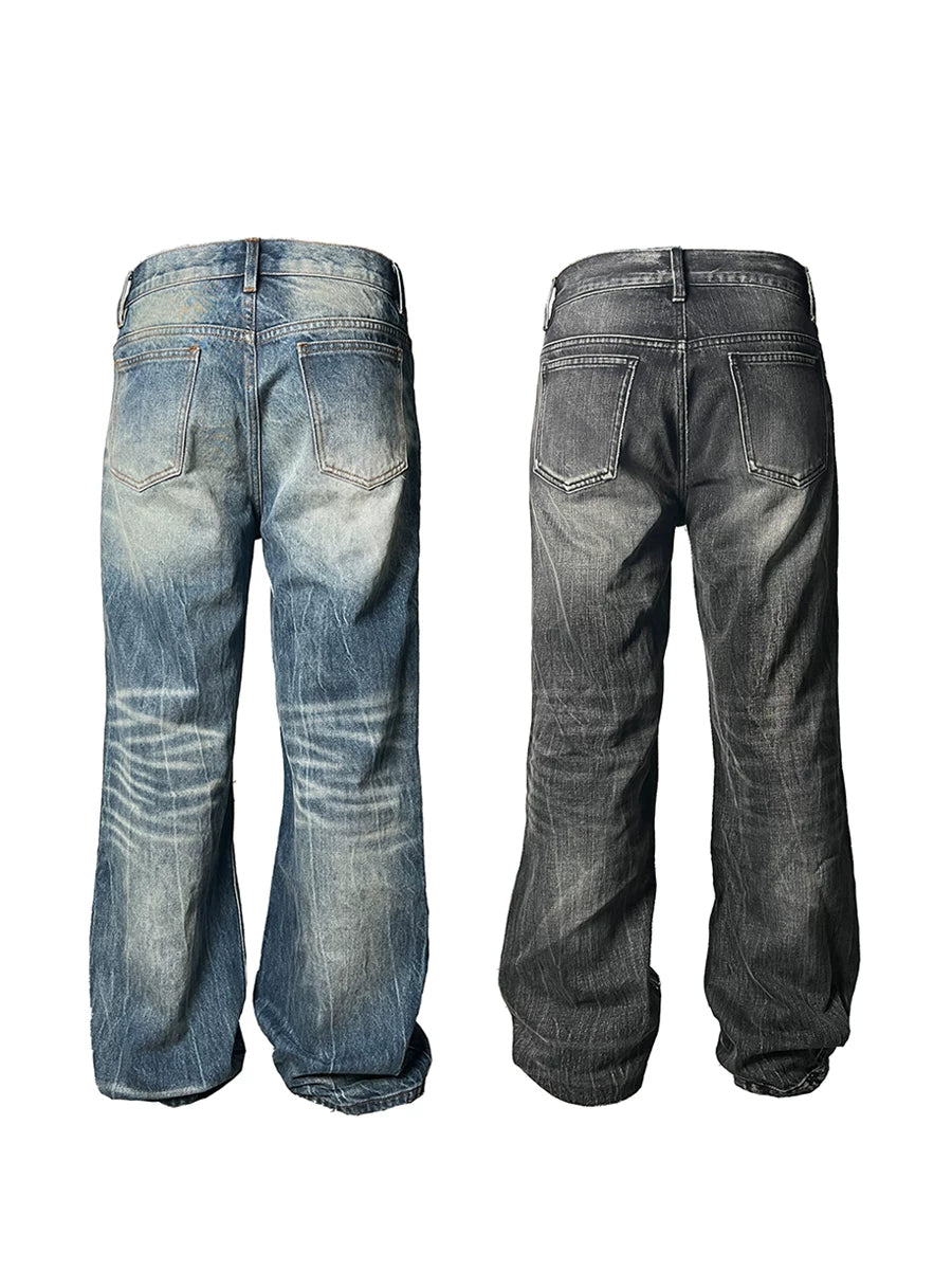 Vintage Wash Wide-Leg Stack Jeans