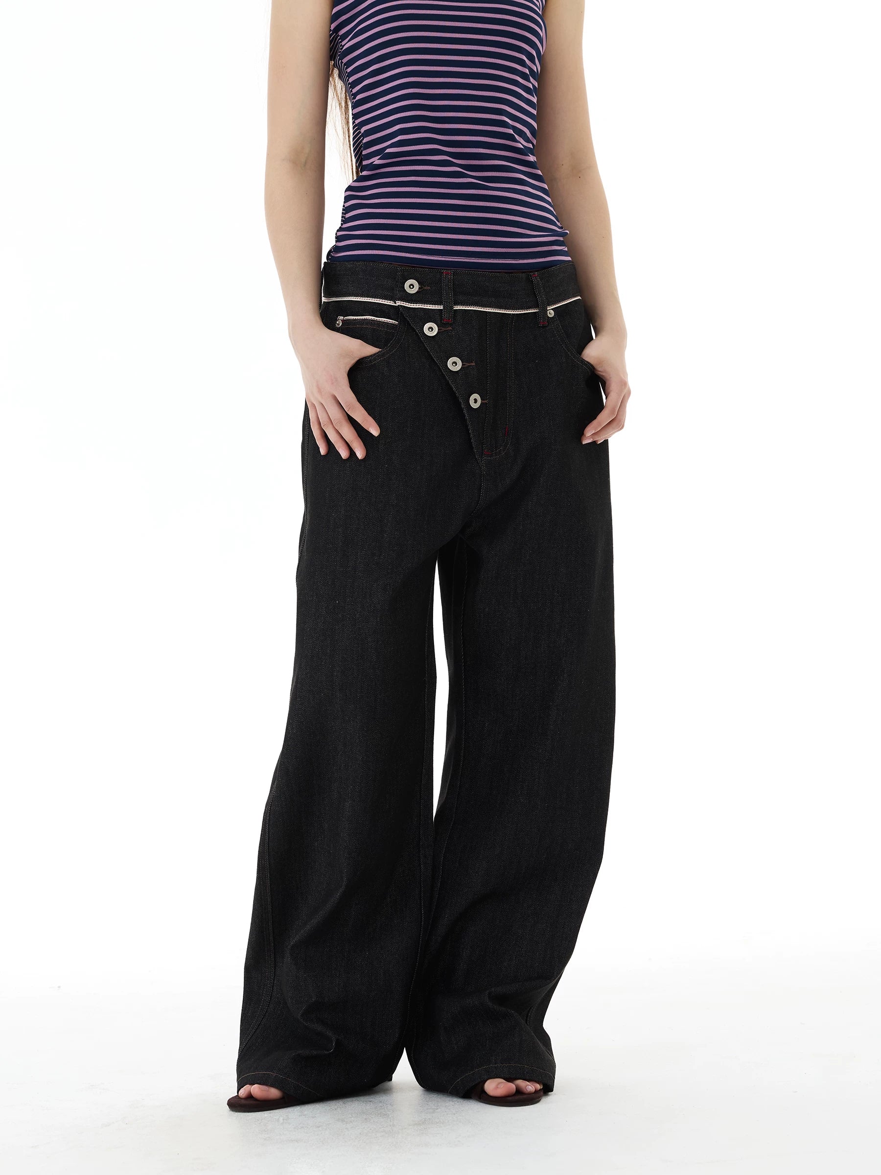 Orbit Placket Wide‑Leg Jeans