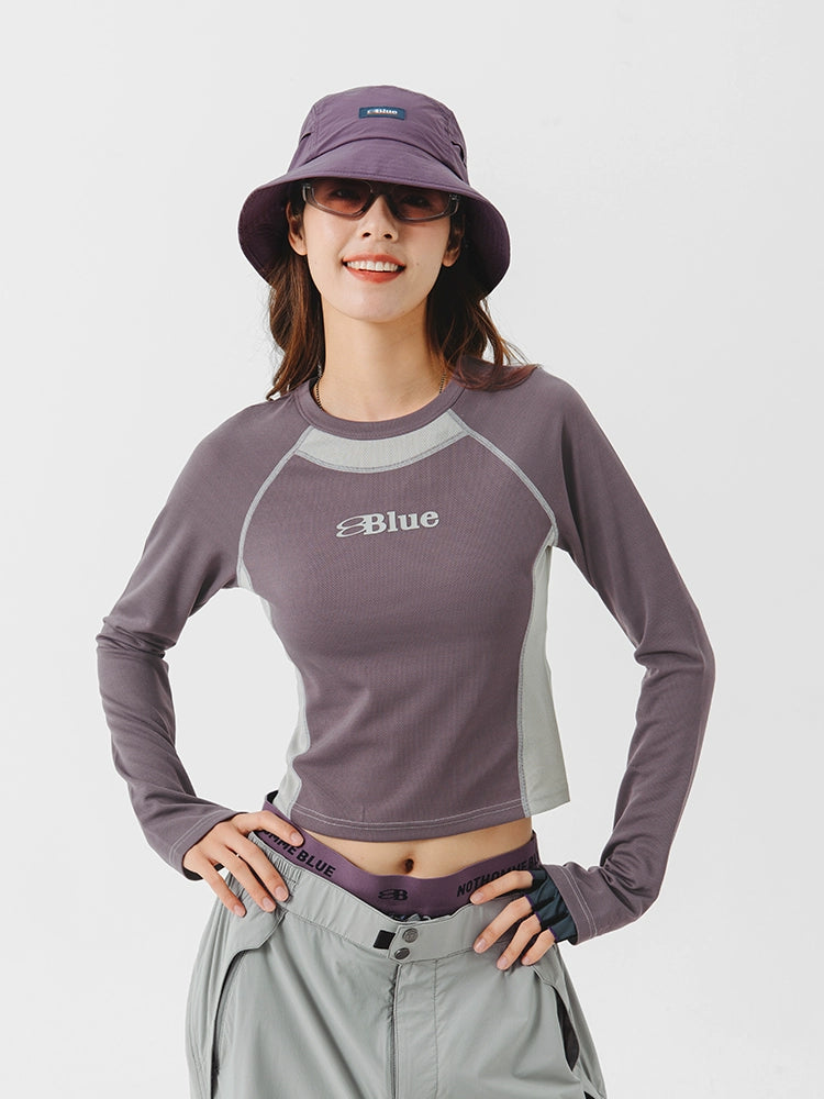 Quick-Drying Long Sleeve Colorblock Athletic Top