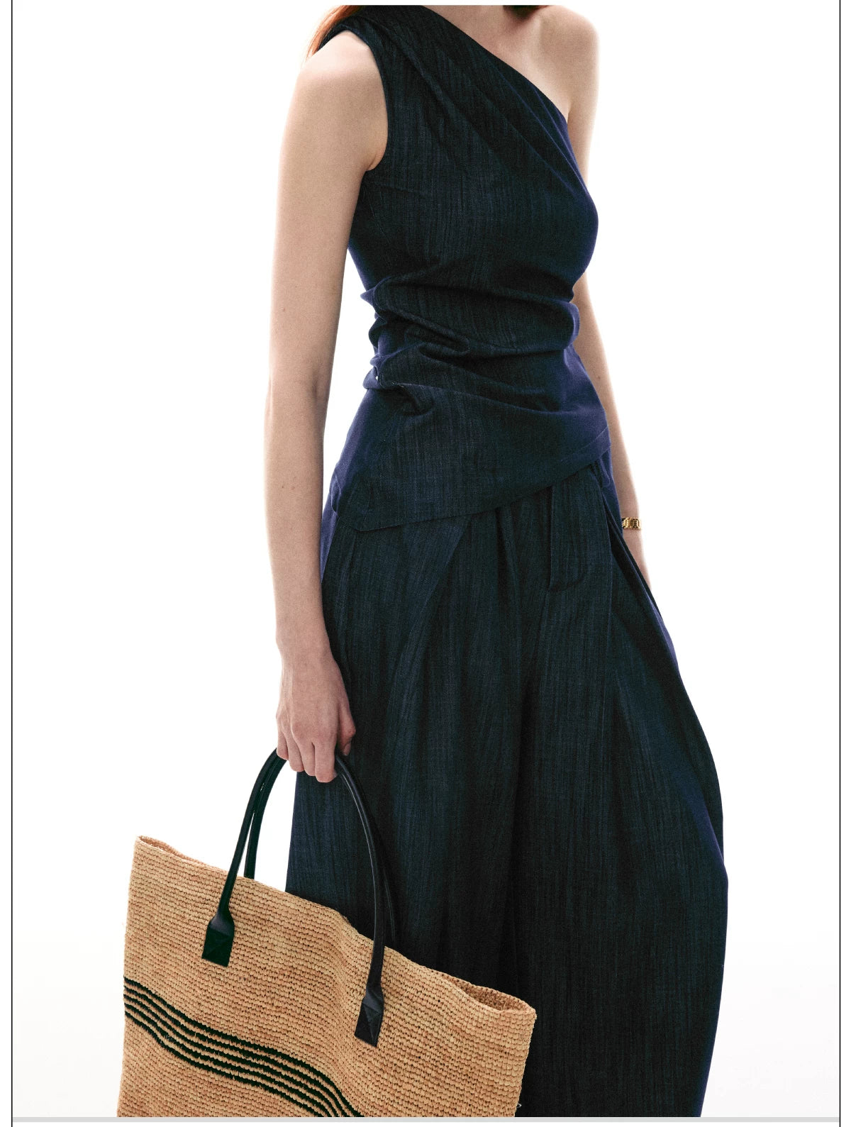 Midnight Meridian One-Shoulder Draped Top