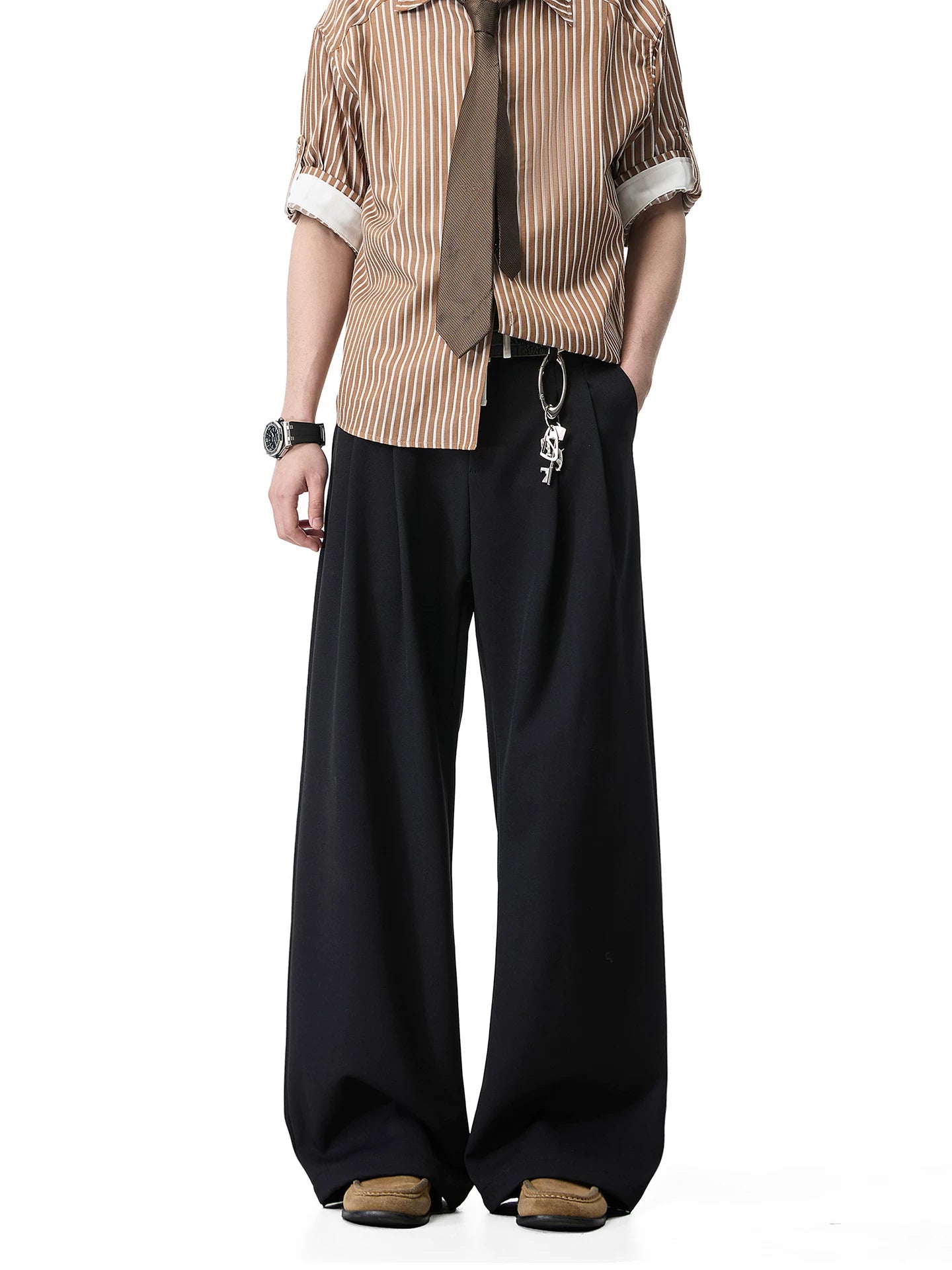 Walnut Drape Wide-Leg Trousers