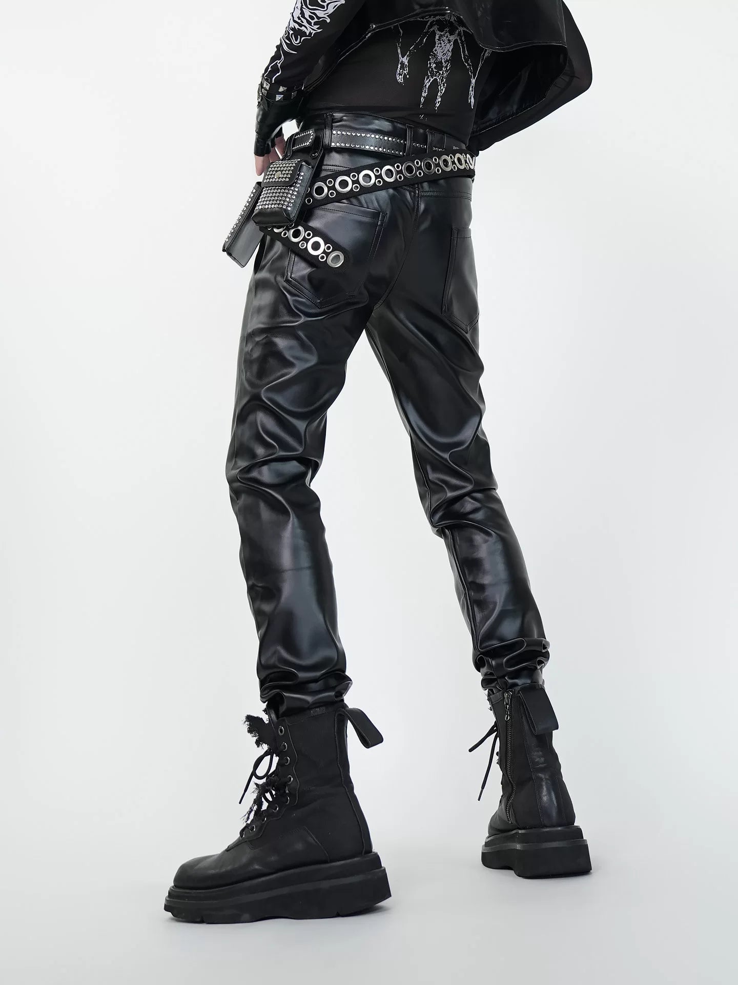 Nightcrawler Faux‑Leather Combat Pants