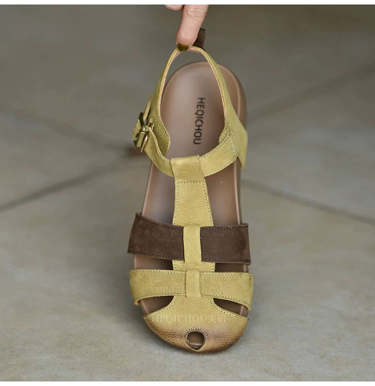 Meadow Vintage T-Strap Leather Sandals