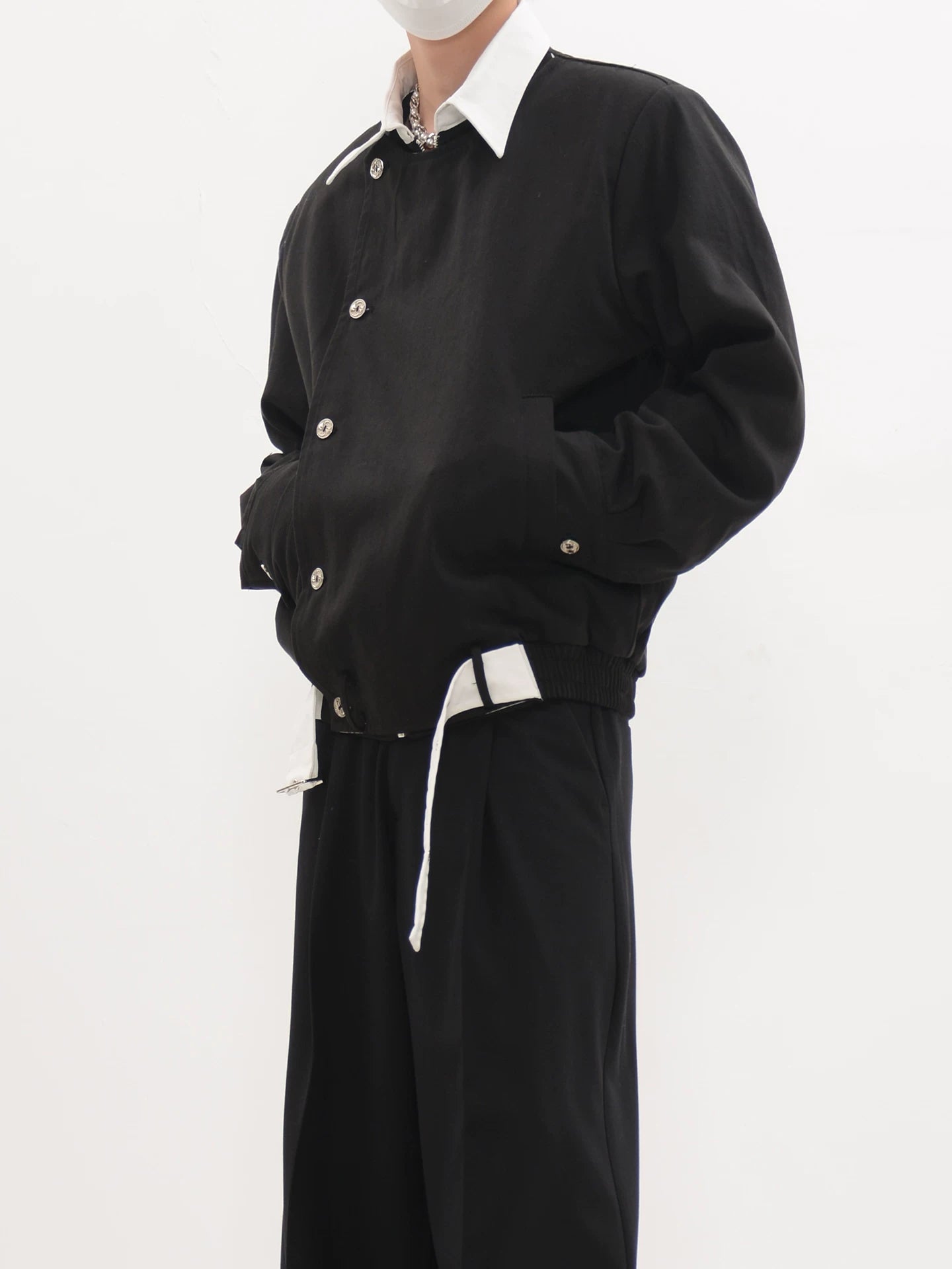 Asymmetric Button Front Blouson Jacket