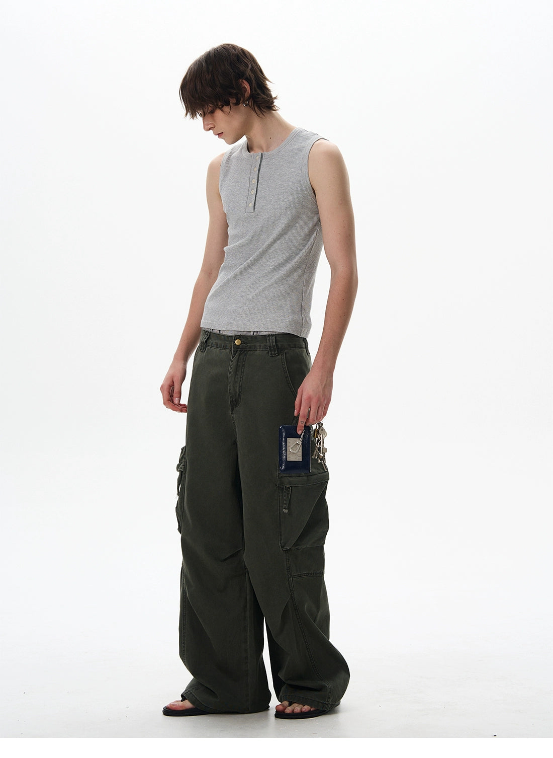 Slim Sleeveless Henley Tank Top