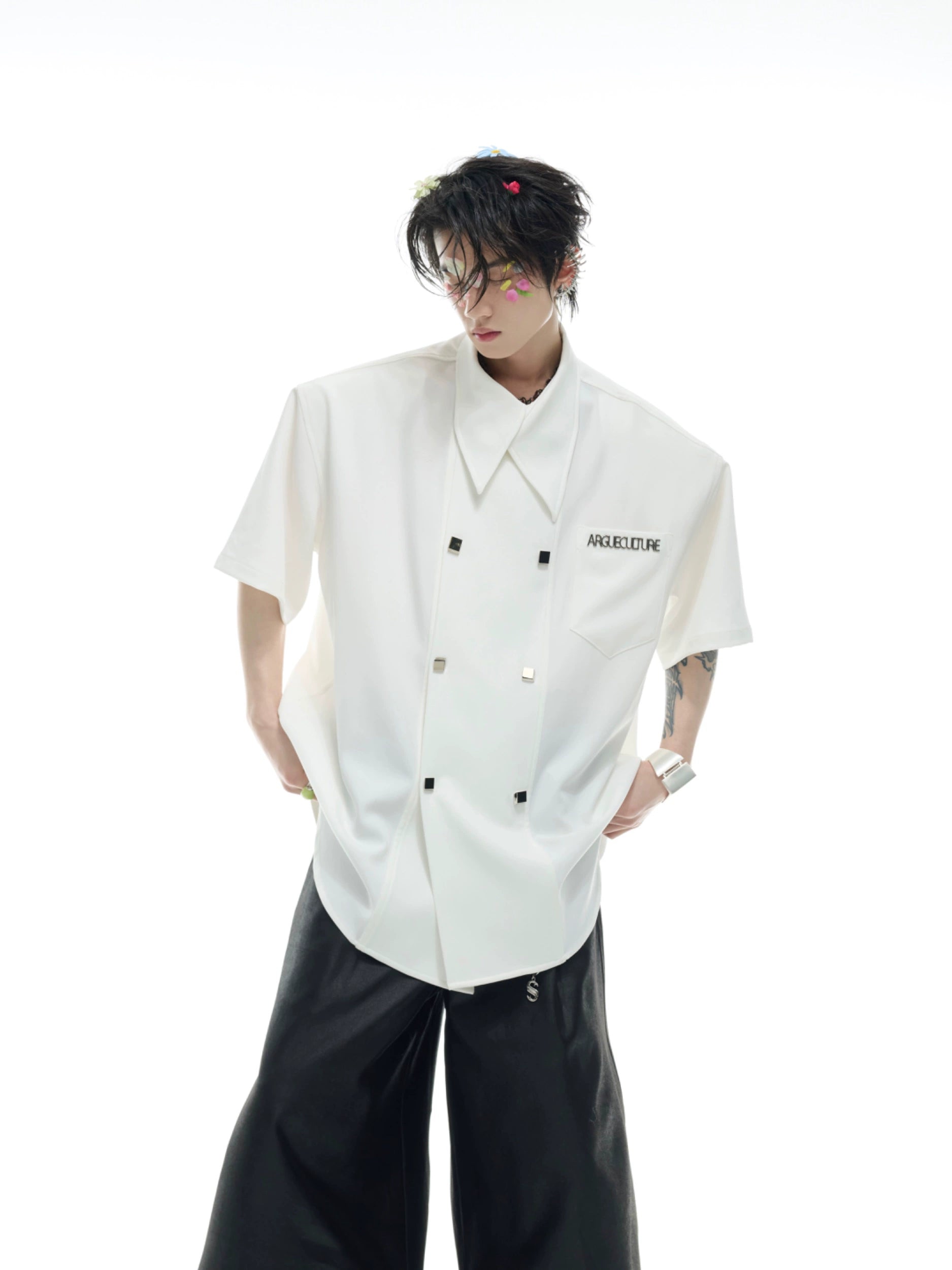 White Oversized Button Down Work Shirt