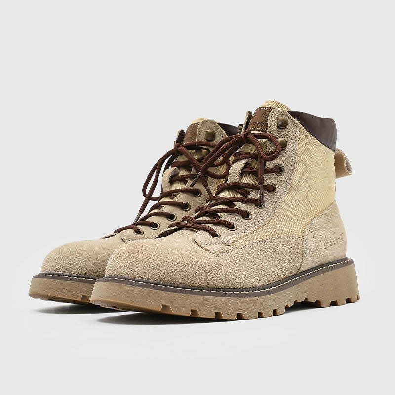 Suede Lace-Up Derby Shoes with Chunky Lug Soles